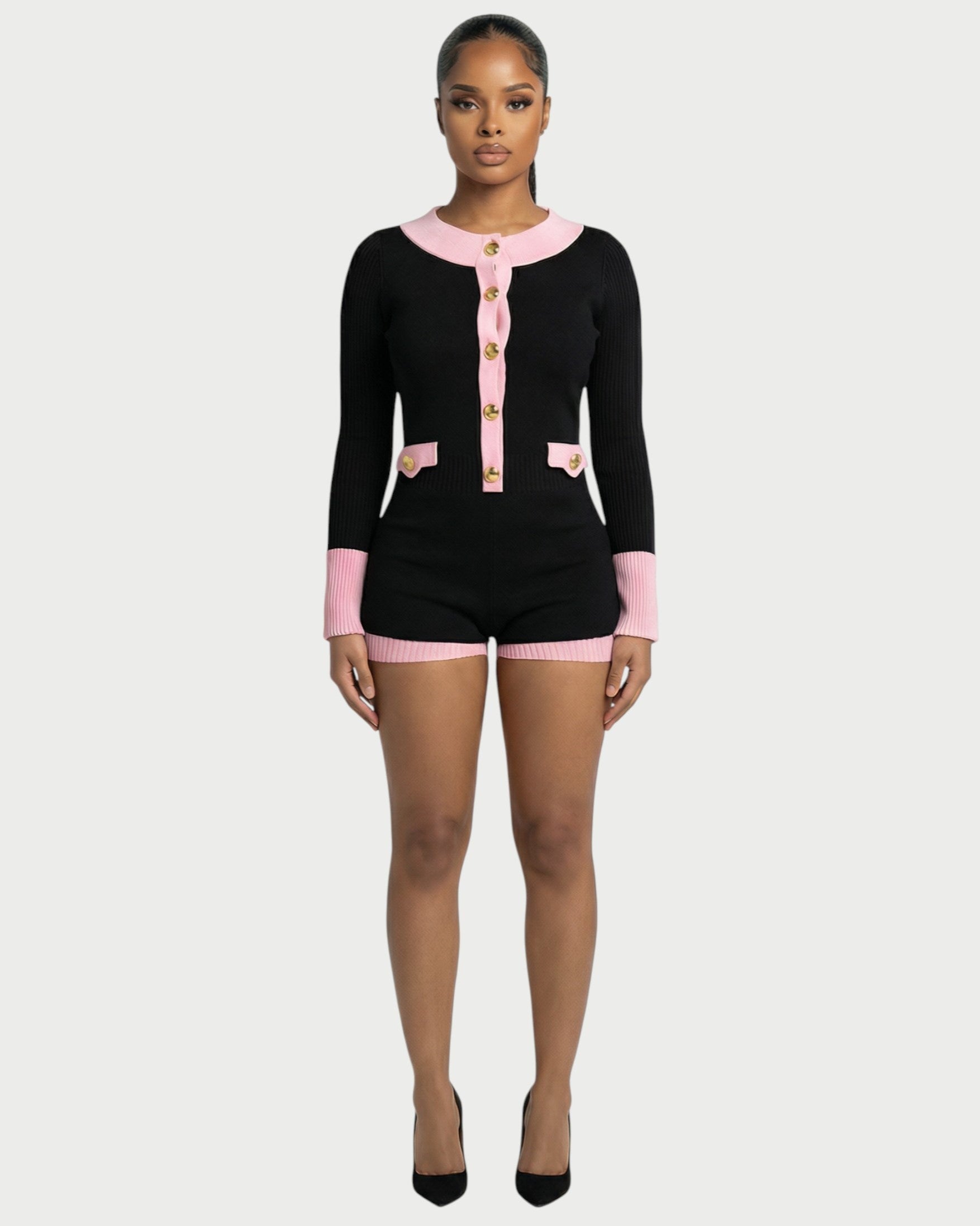FRIMA Contrast Trim Knit Romper