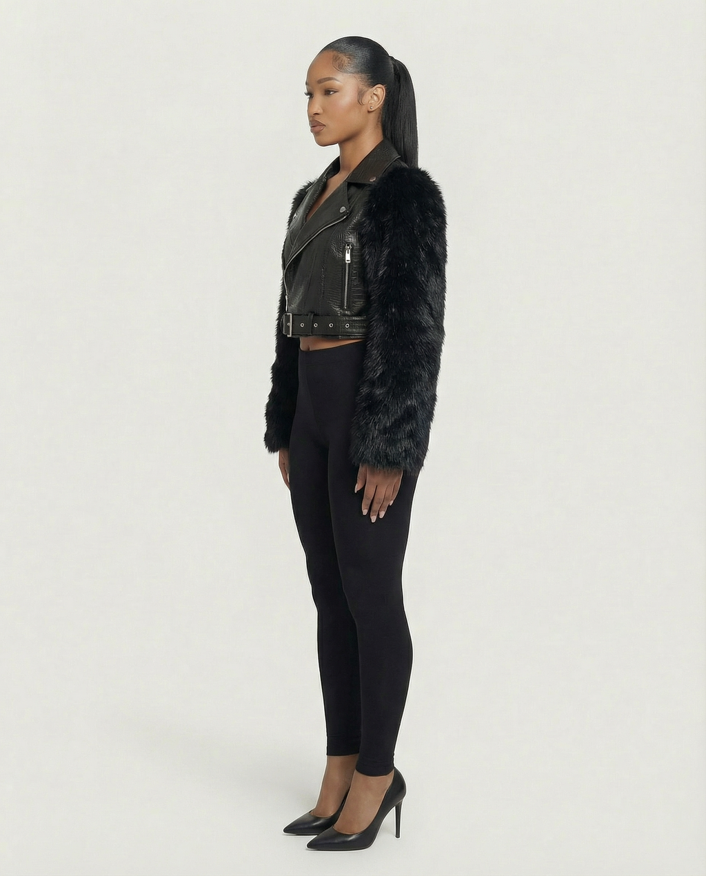 BEXLEY Croc Textured Faux Leather Jacket