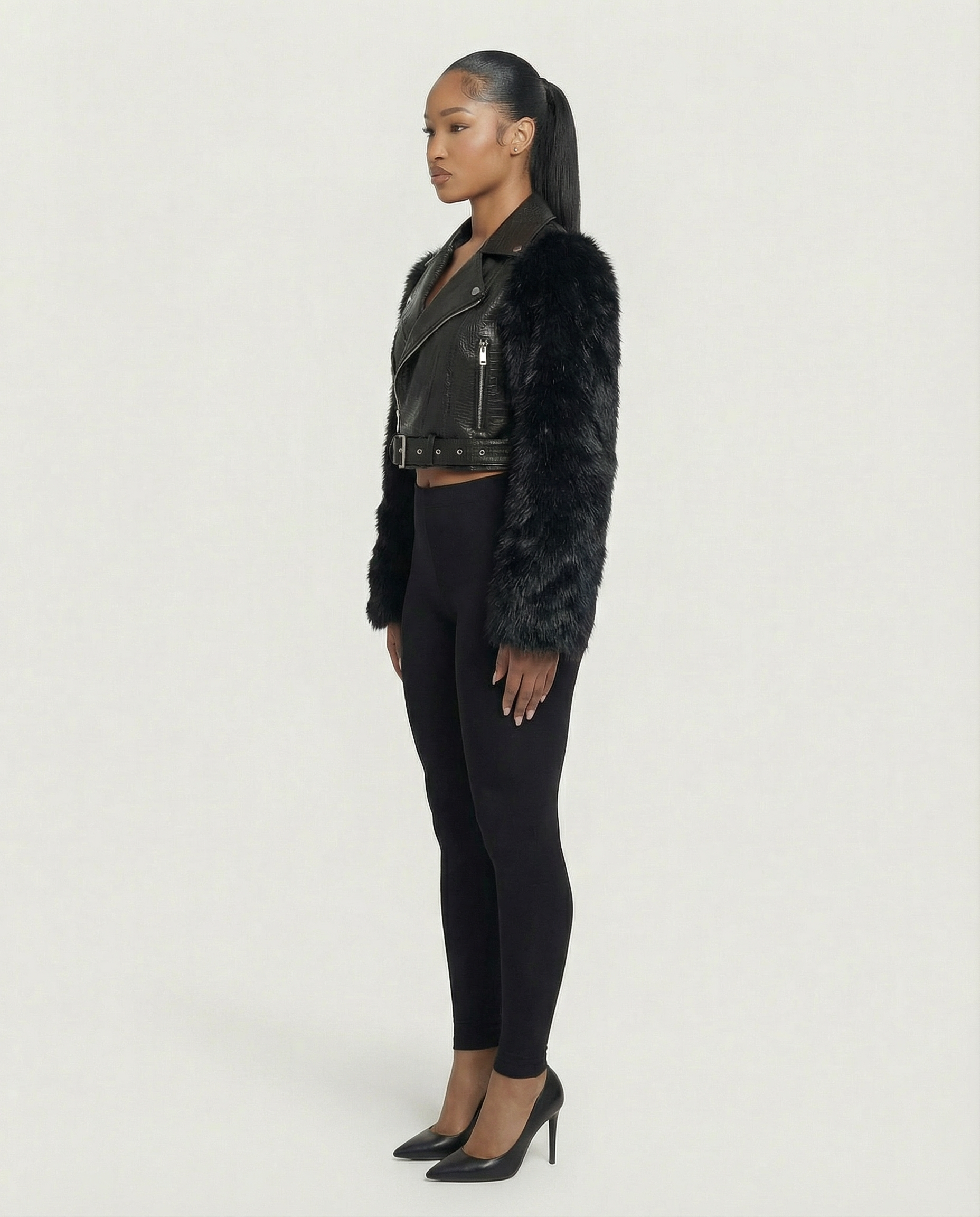 BEXLEY Croc Textured Faux Leather Jacket