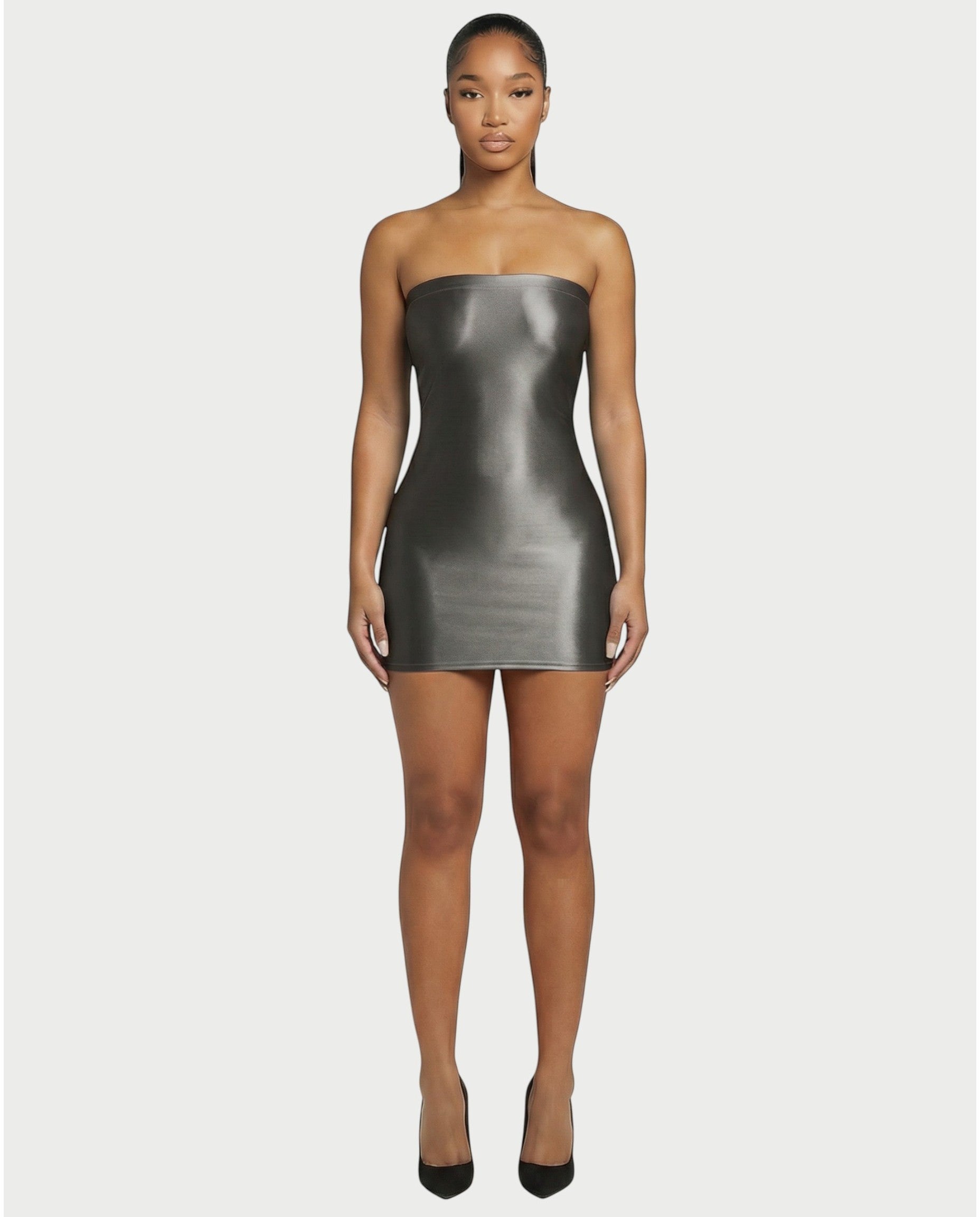 EVELORE Satin Tube Bodycon Mini Dress