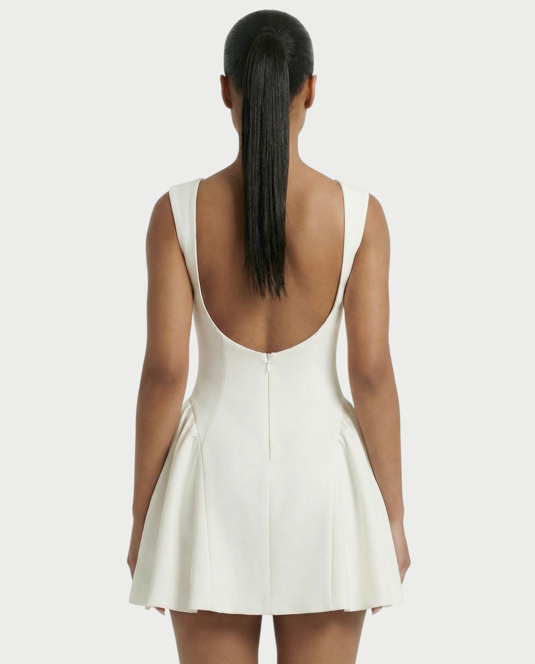 AERYN Open-Back Pleated Mini Dress