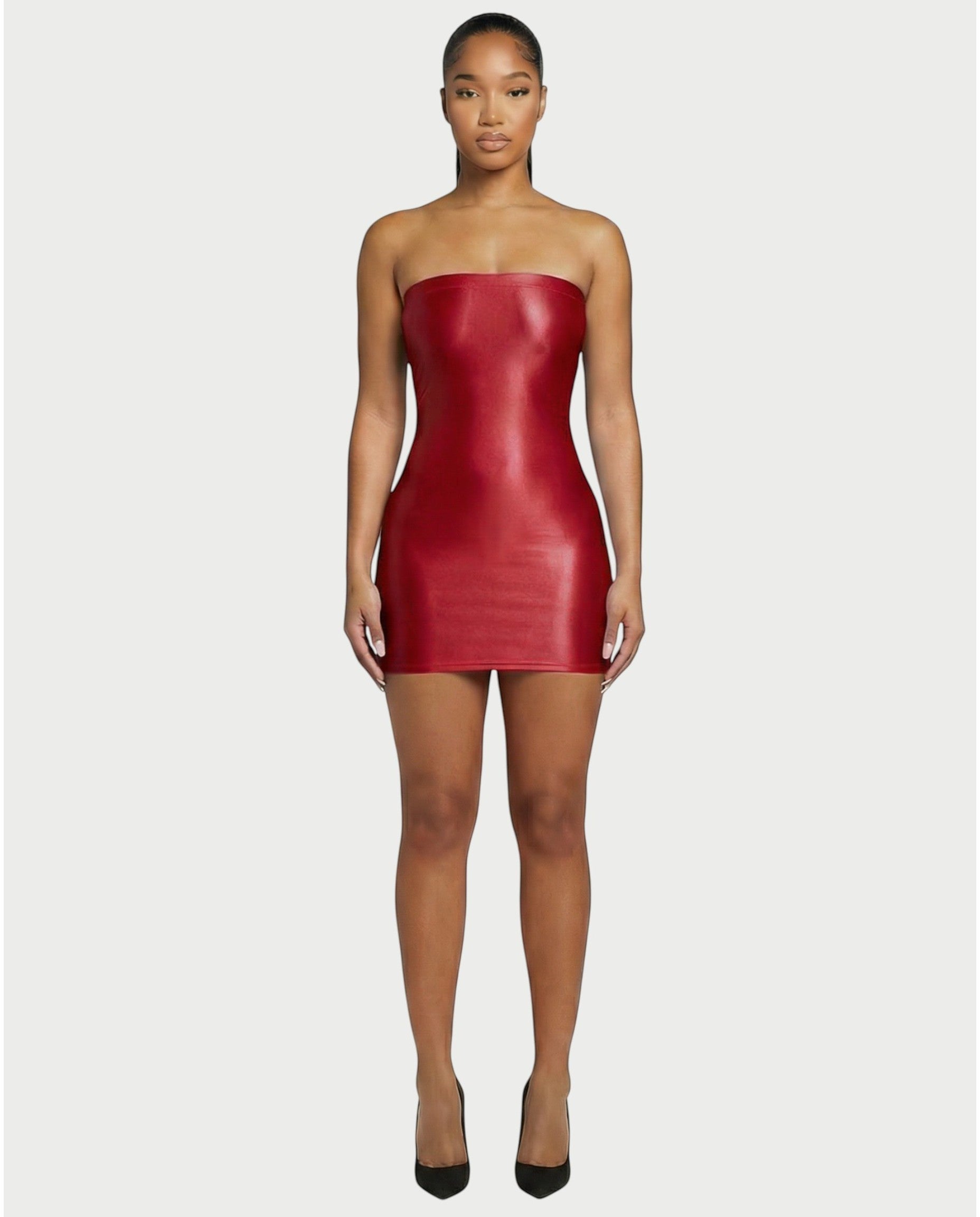 EVELORE Satin Tube Bodycon Mini Dress