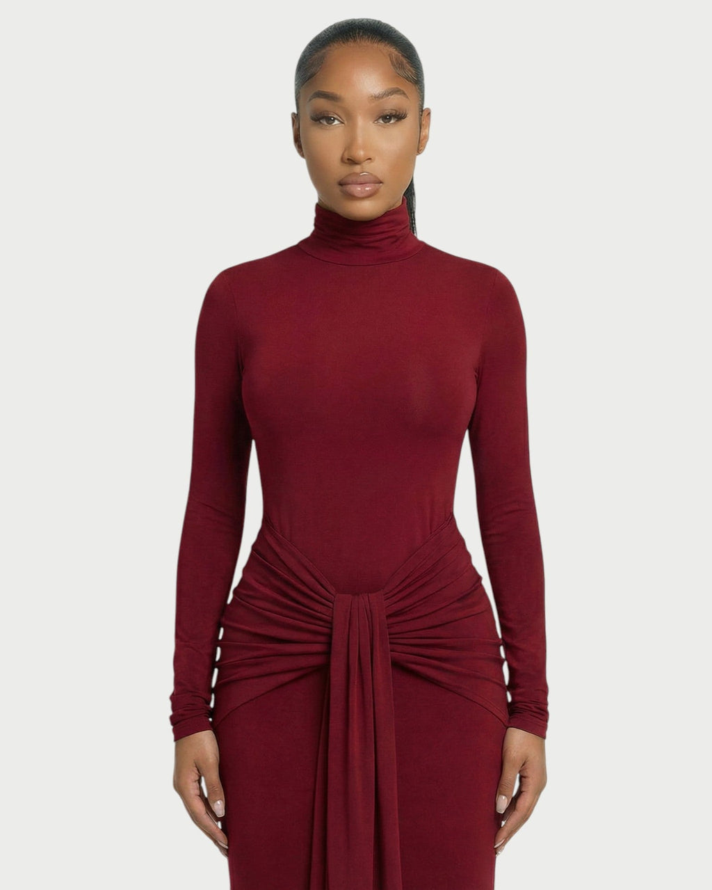 SERAYA Turtleneck Long-Sleeve Maxi Dress