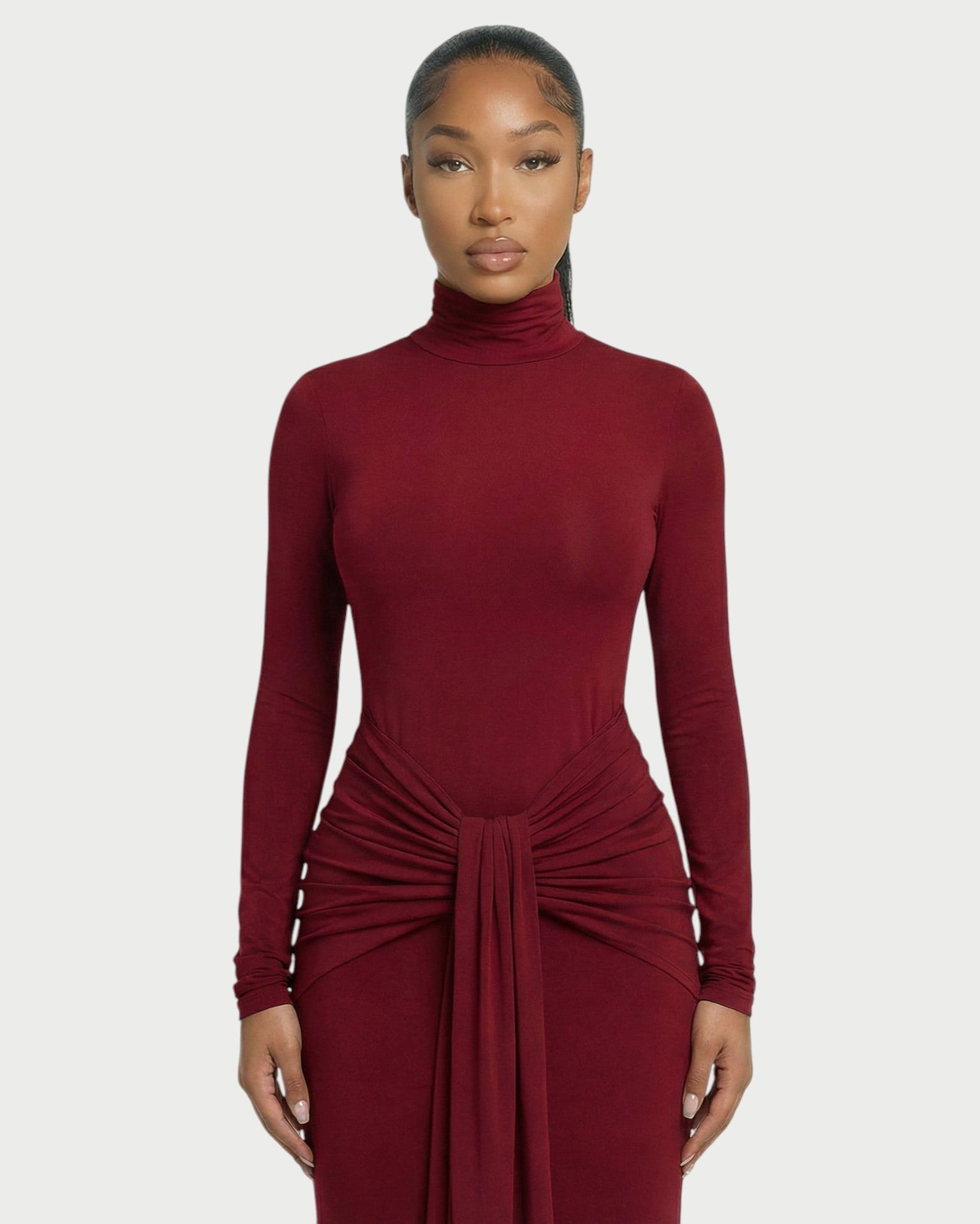 SERAYA Turtleneck Long-Sleeve Maxi Dress