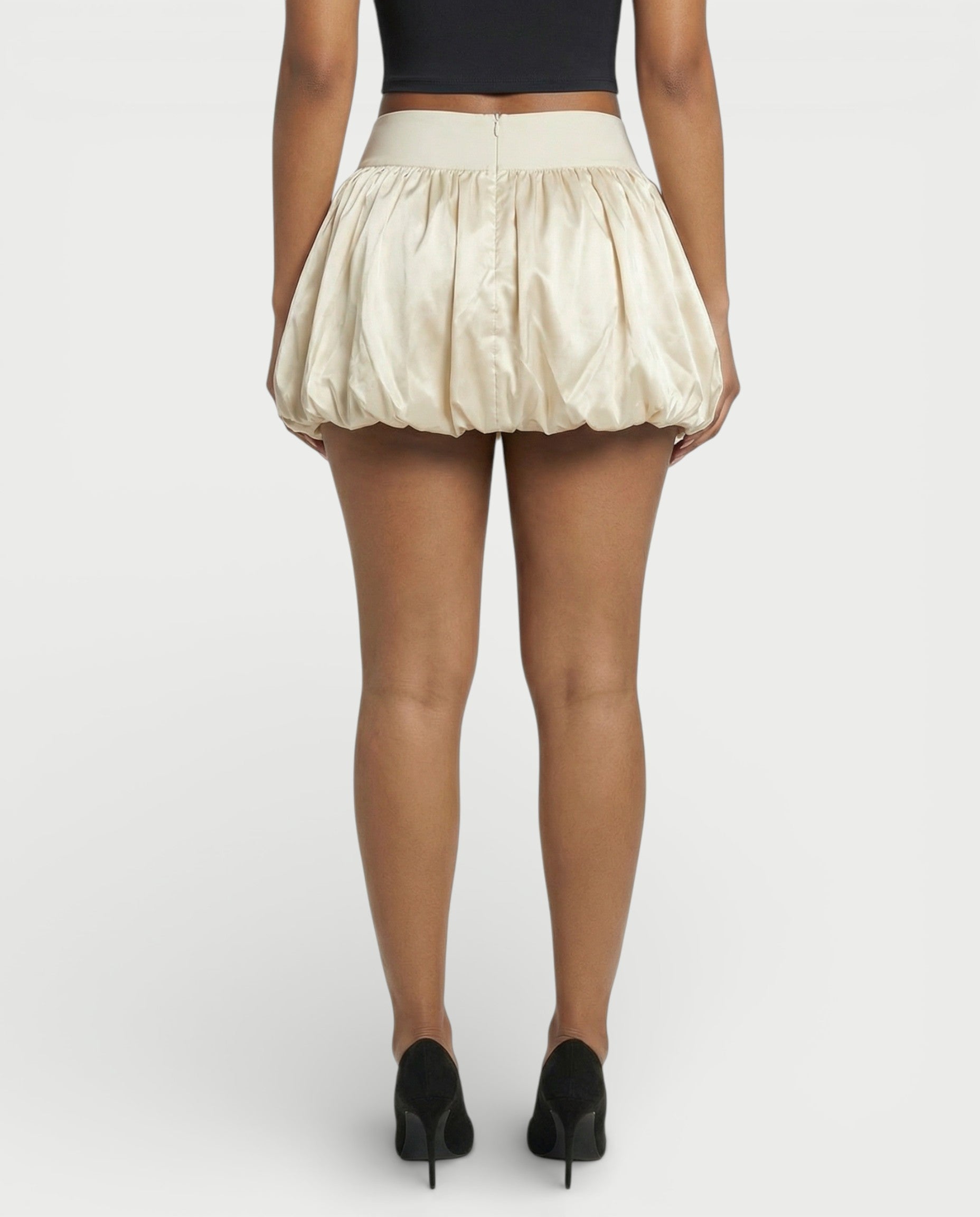 ZARELA High-Waist Bubble Hem Mini Skirt