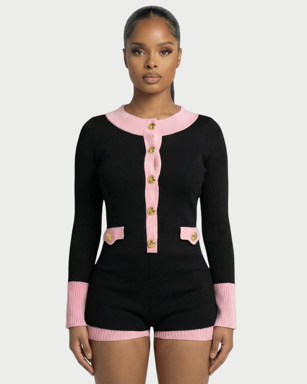 FRIMA Contrast Trim Knit Romper