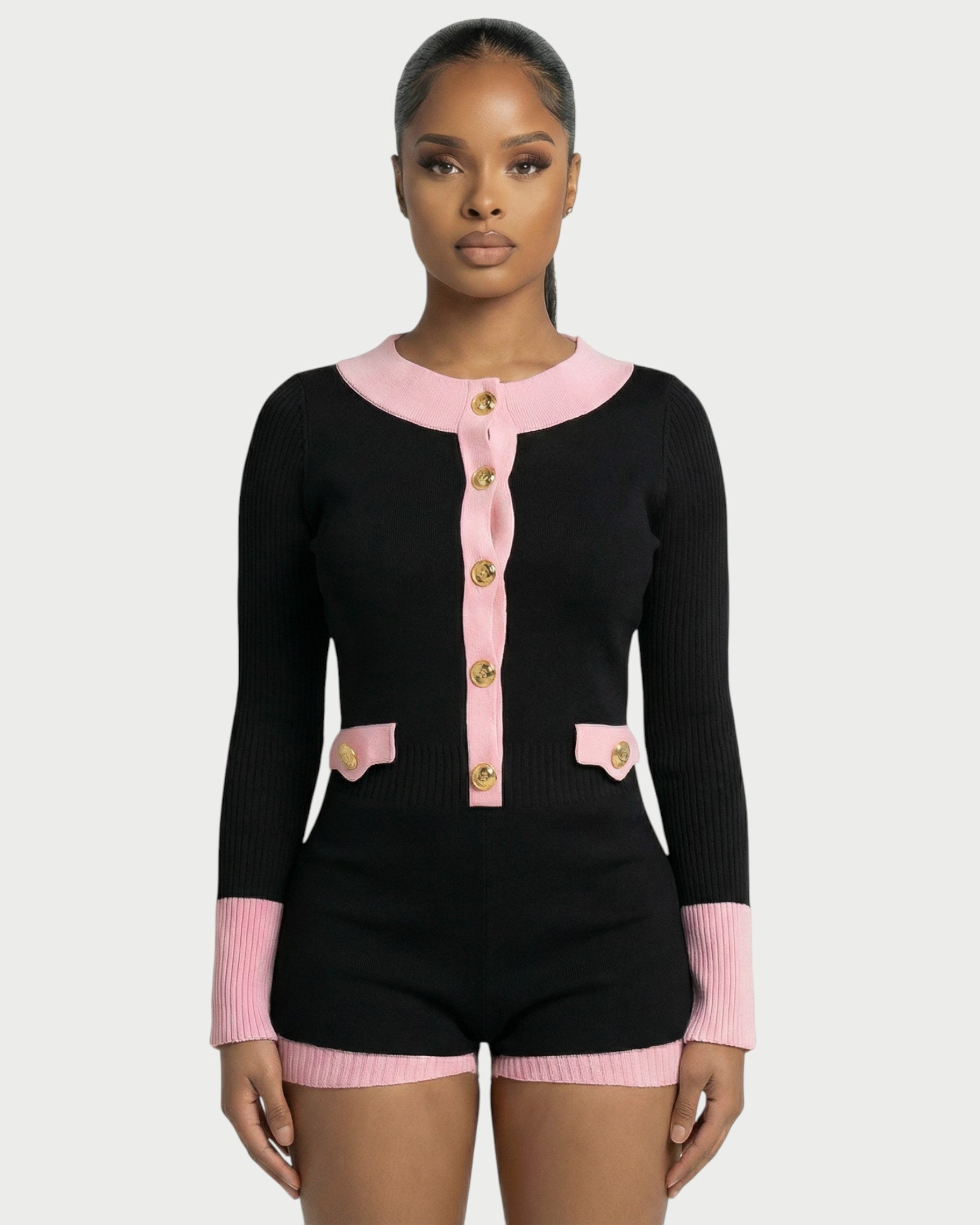 FRIMA Contrast Trim Knit Romper