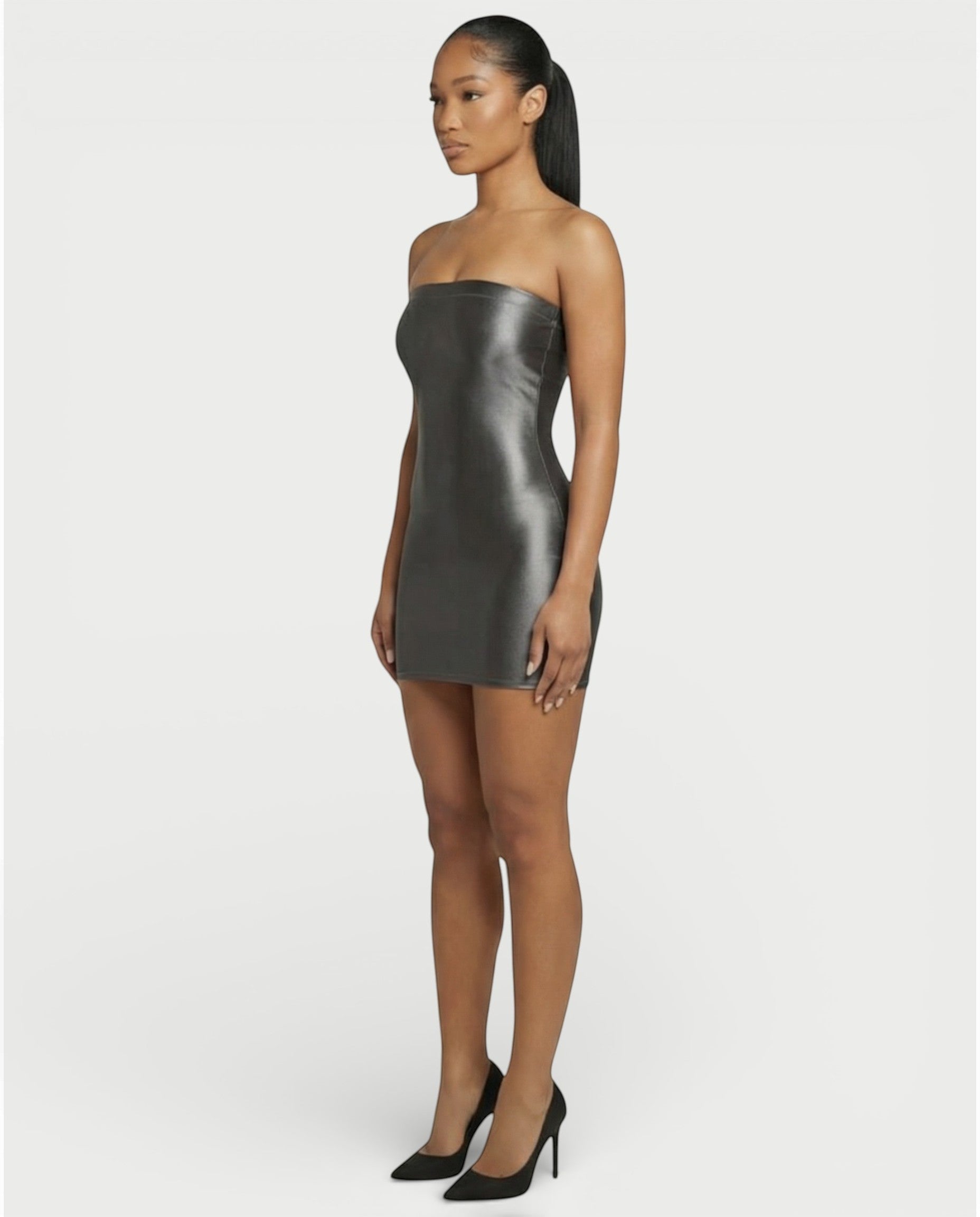 EVELORE Satin Tube Bodycon Mini Dress