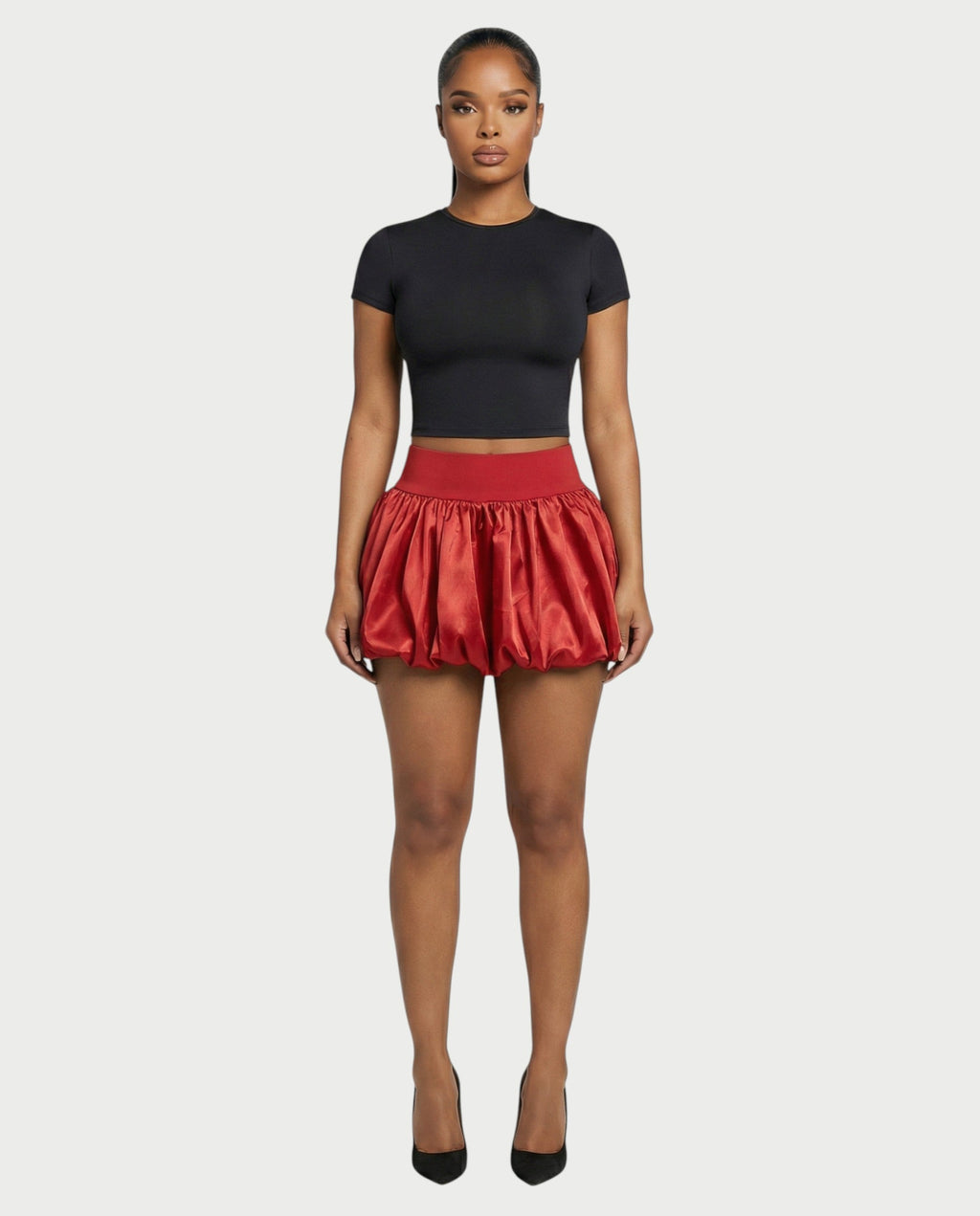 ZARELA High-Waist Bubble Hem Mini Skirt