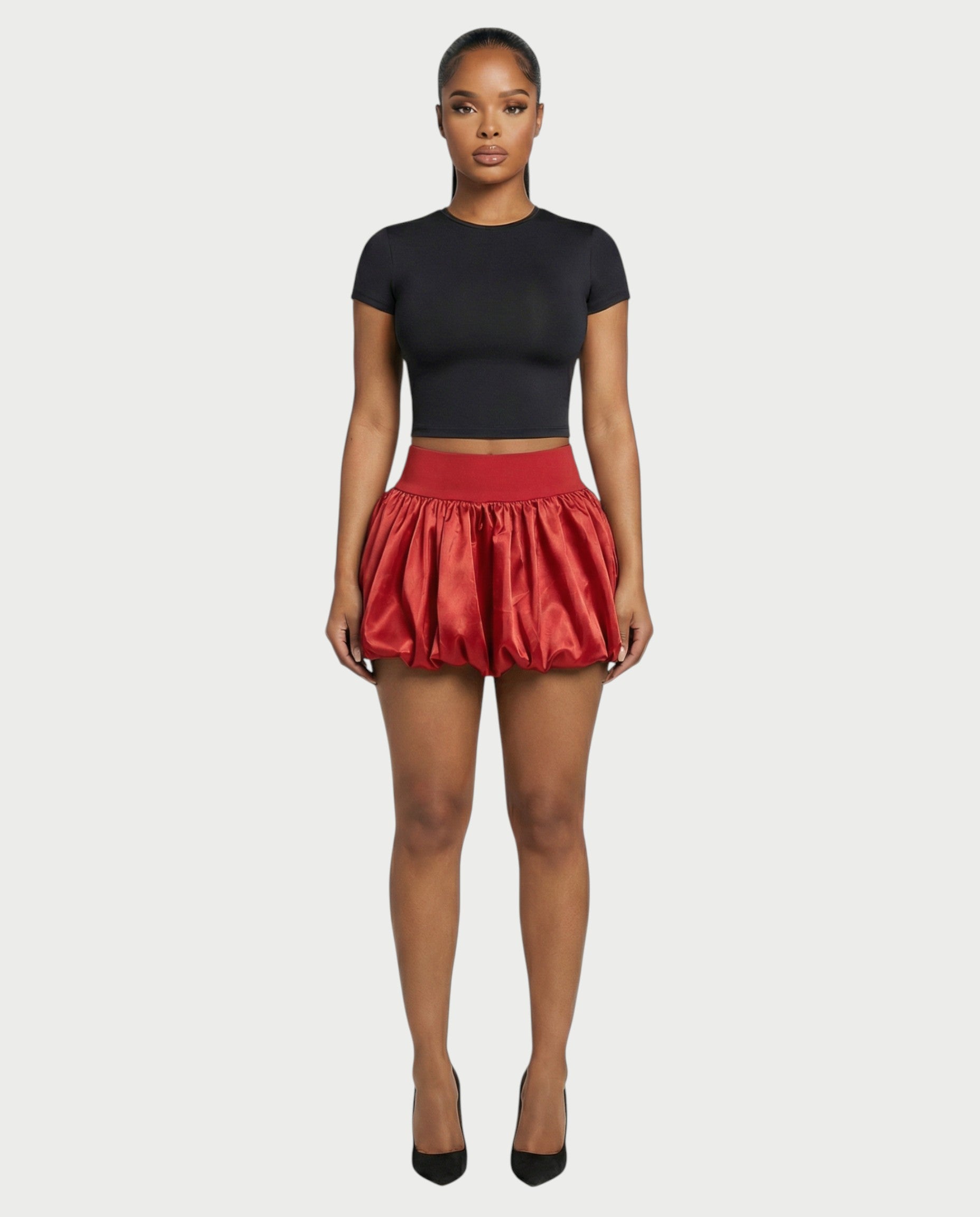 ZARELA High-Waist Bubble Hem Mini Skirt