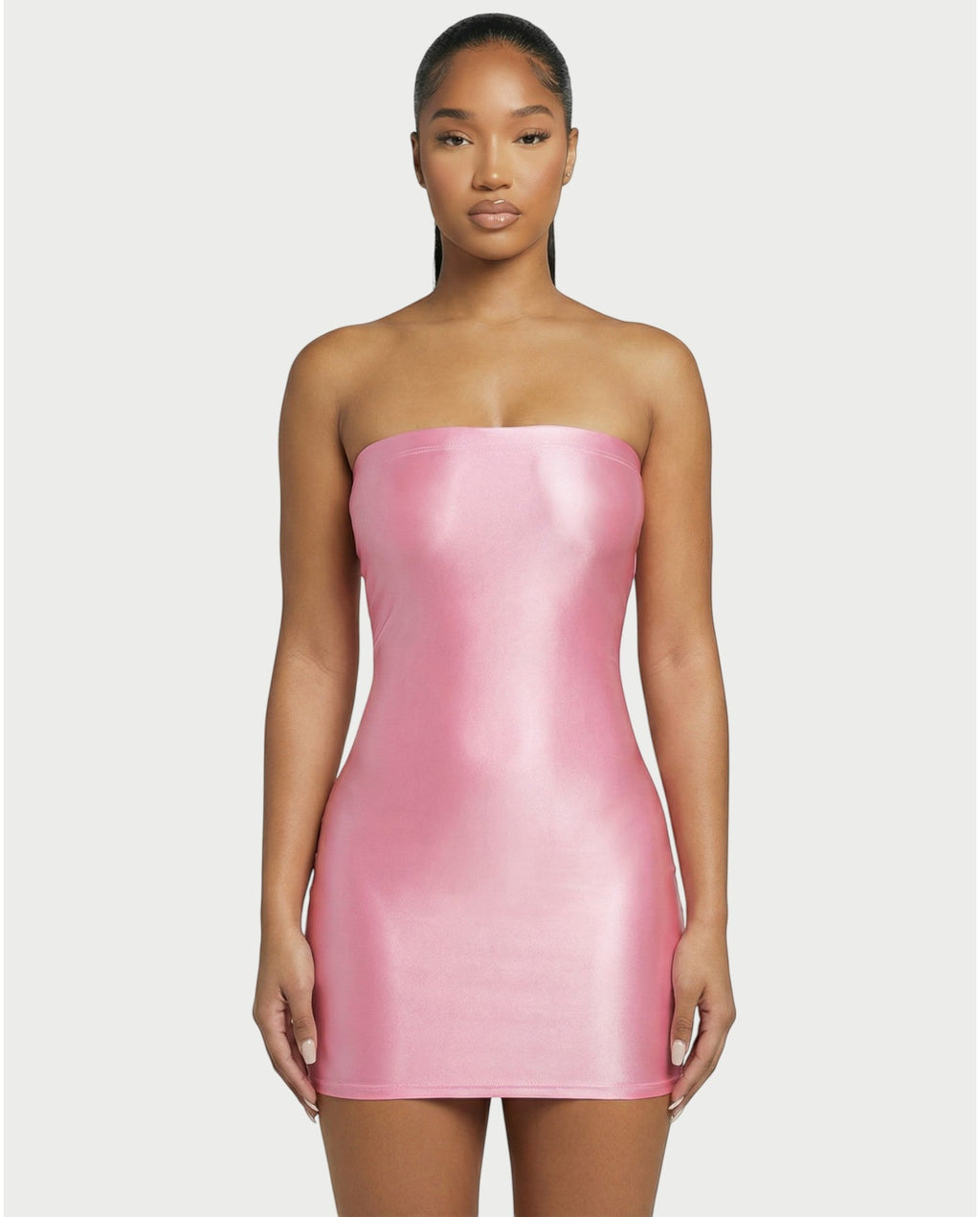 EVELORE Satin Tube Bodycon Mini Dress
