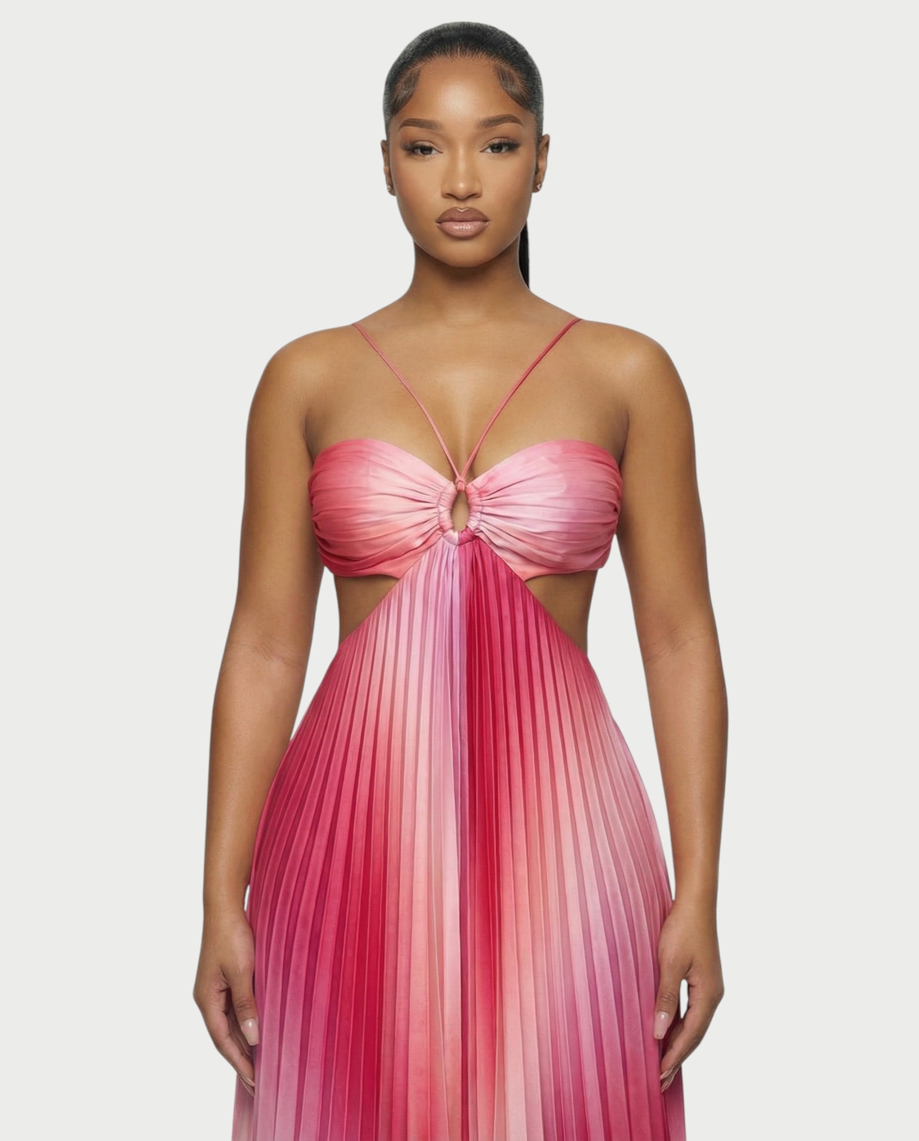 LIVIANA Ombre Pleated Maxi Dress