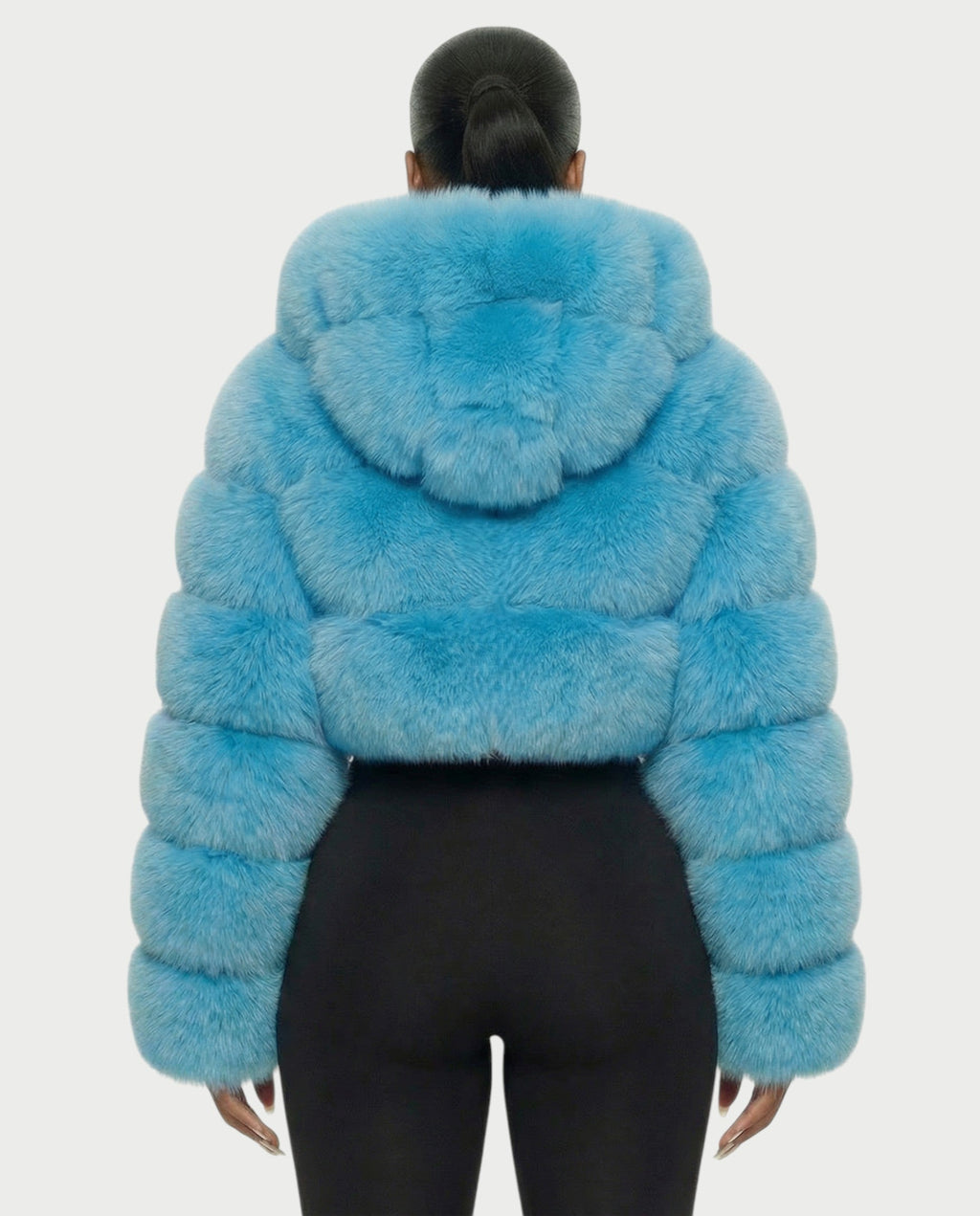 LIOREN Cropped Hooded Faux-Fur Puffer Jacket