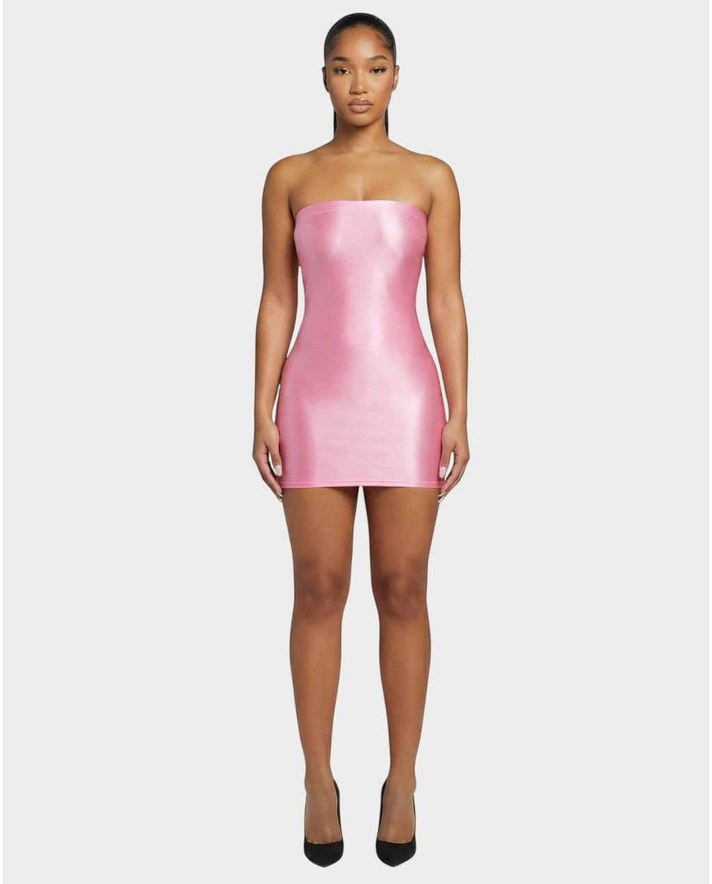 EVELORE Satin Tube Bodycon Mini Dress