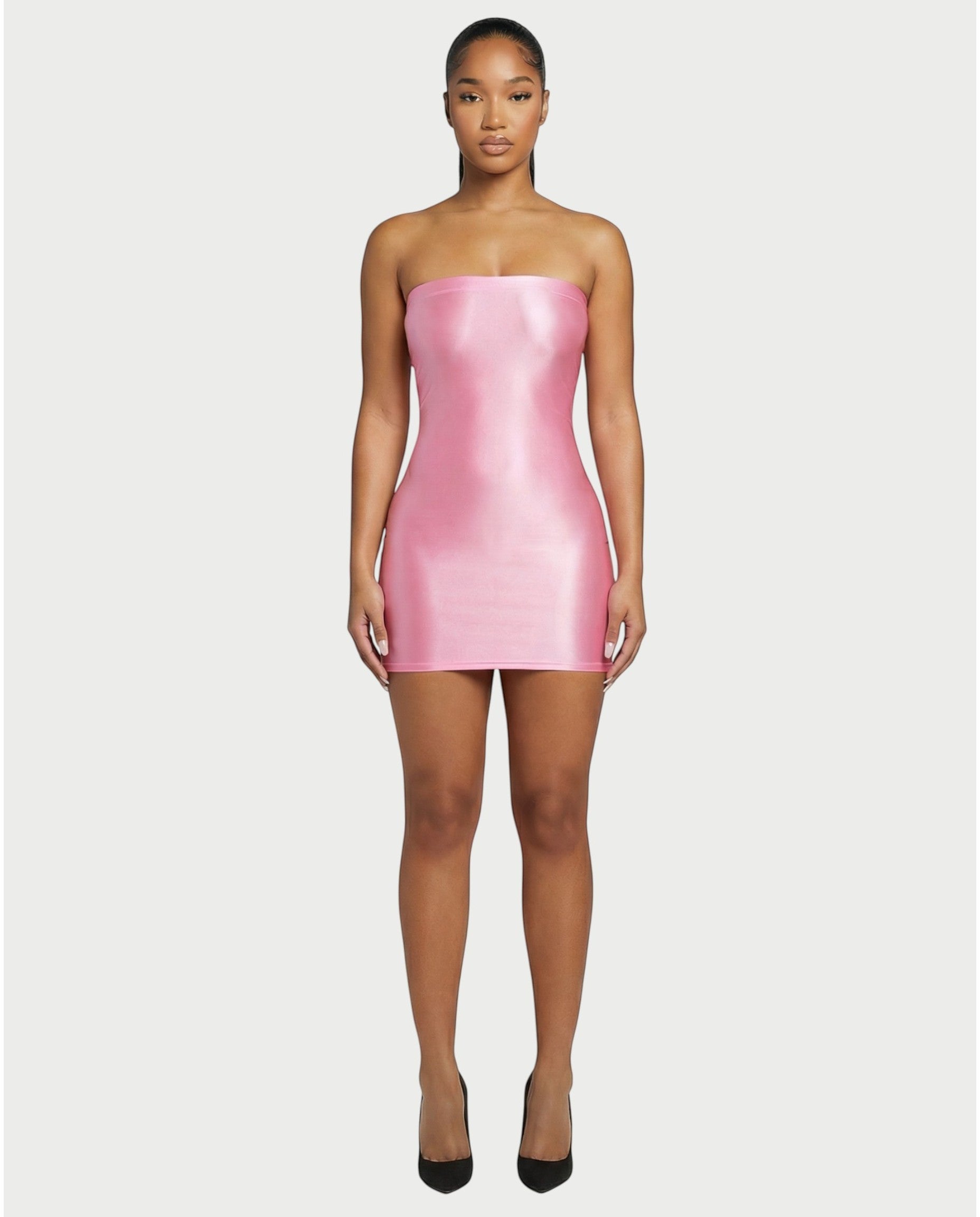 EVELORE Satin Tube Bodycon Mini Dress