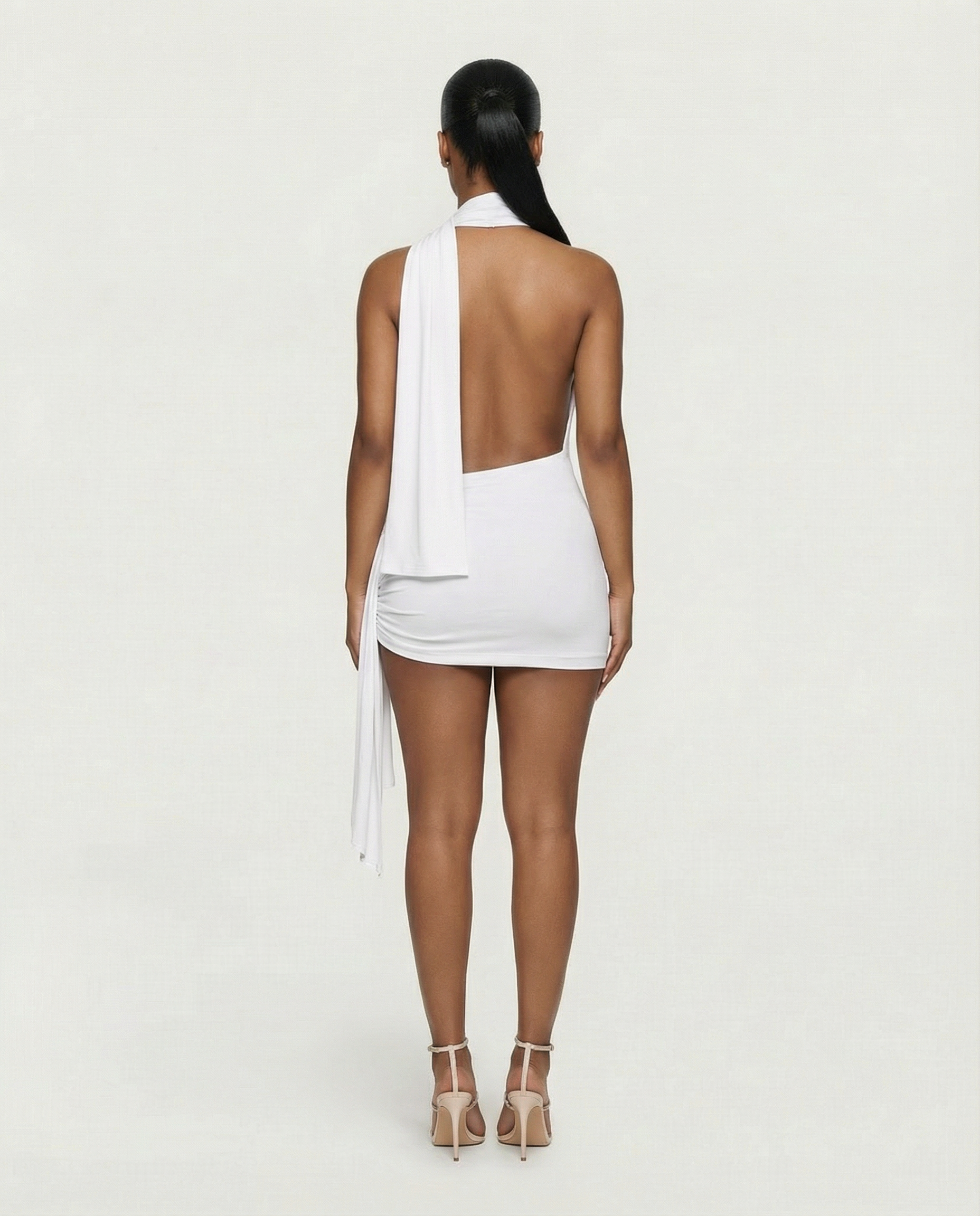 ZOLYN Halter Cut-Out Draped Mini Dress
