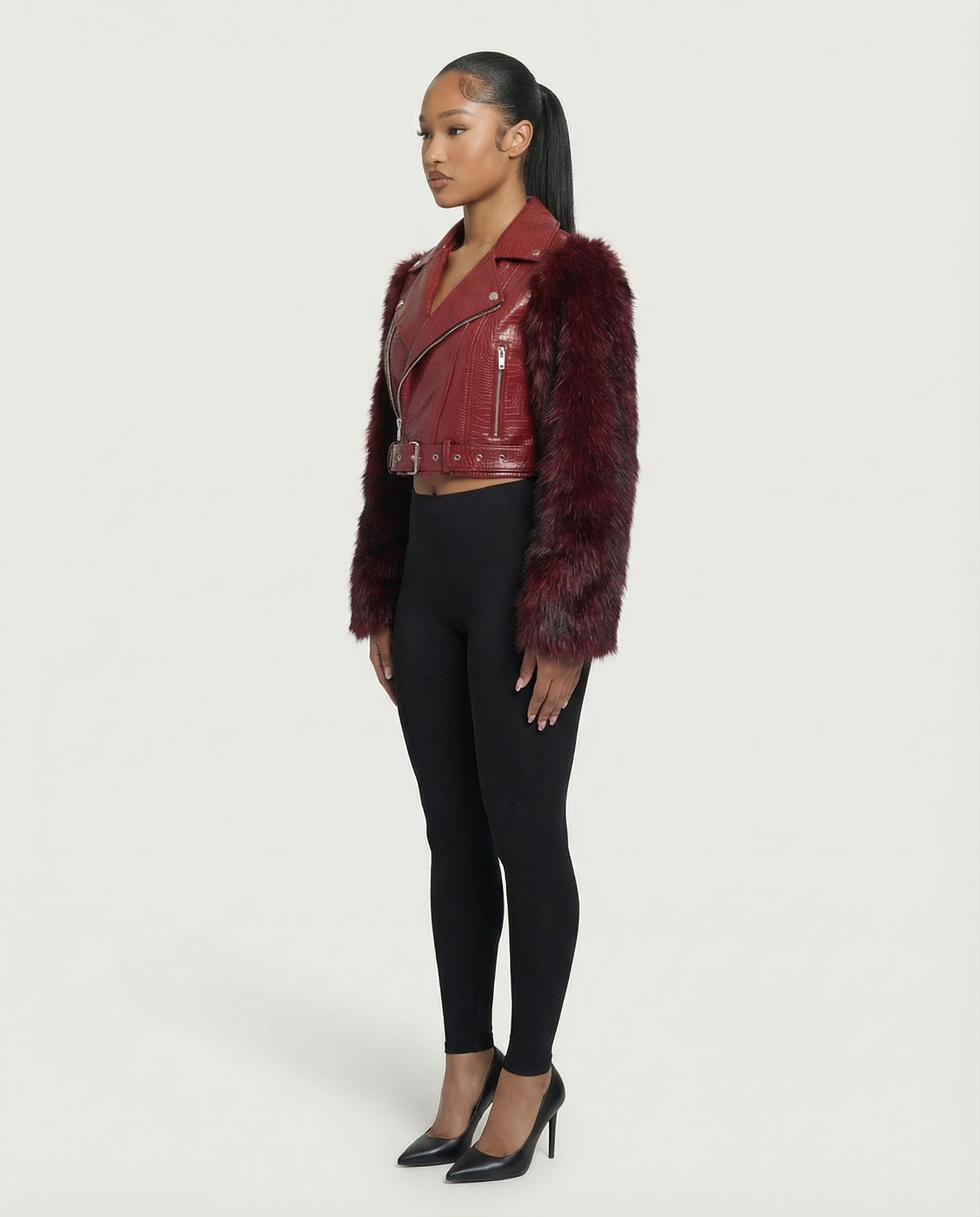 BEXLEY Croc Textured Faux Leather Jacket