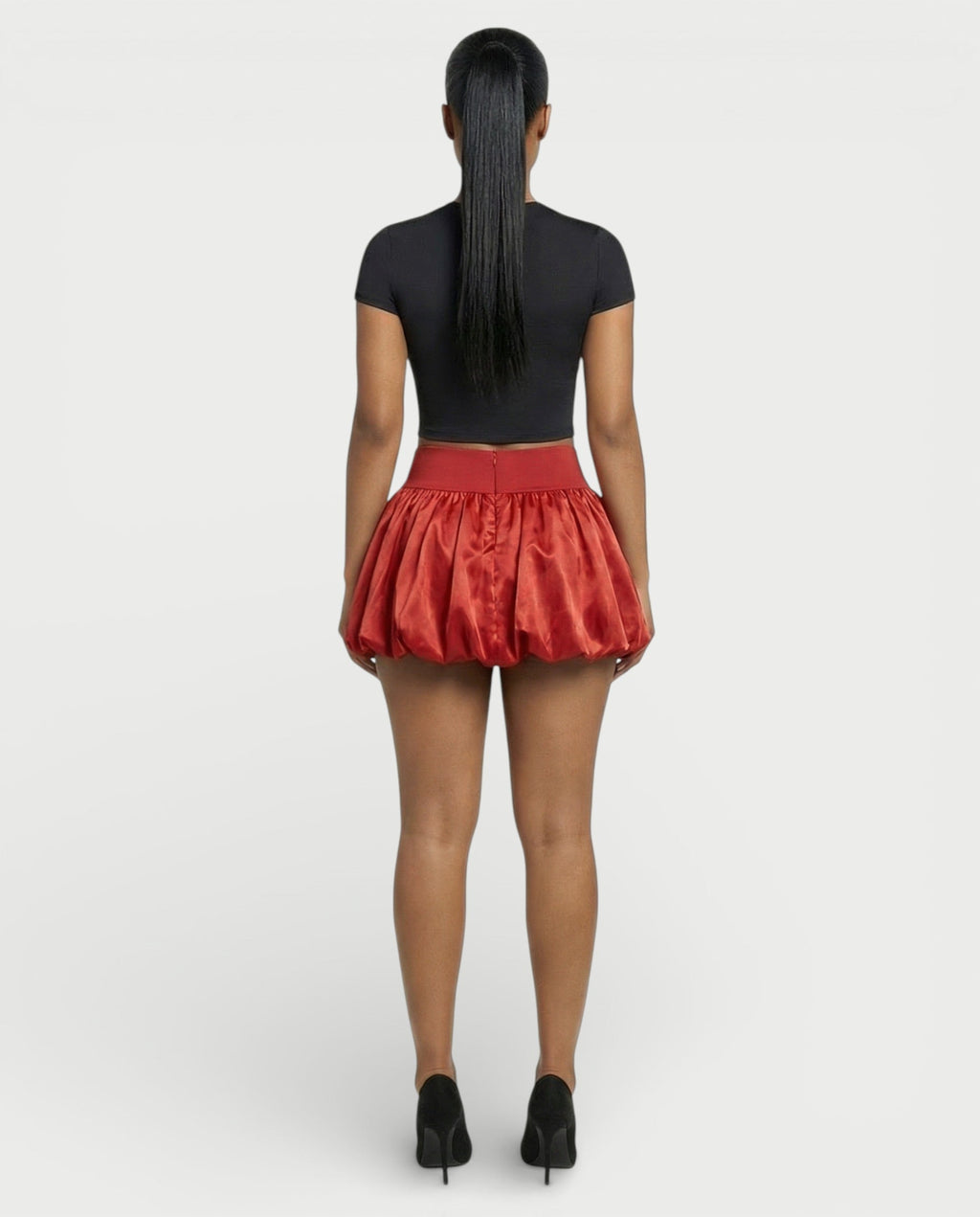 ZARELA High-Waist Bubble Hem Mini Skirt