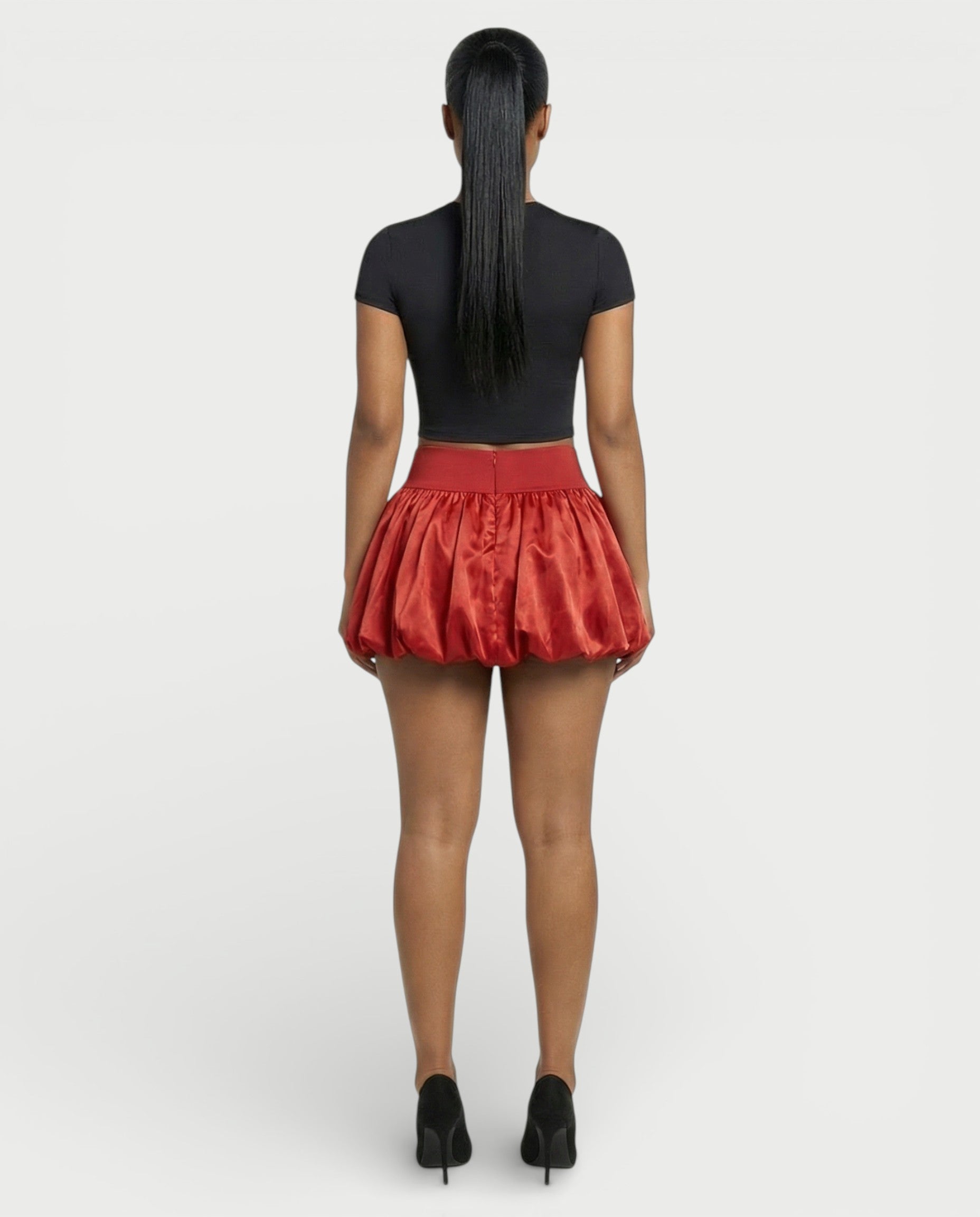 ZARELA High-Waist Bubble Hem Mini Skirt