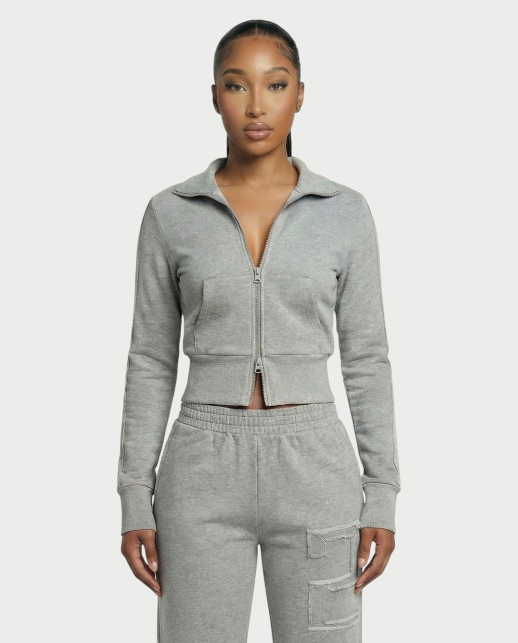 GIVANA Cropped Zip Jumper & Straight-Leg Pants Set