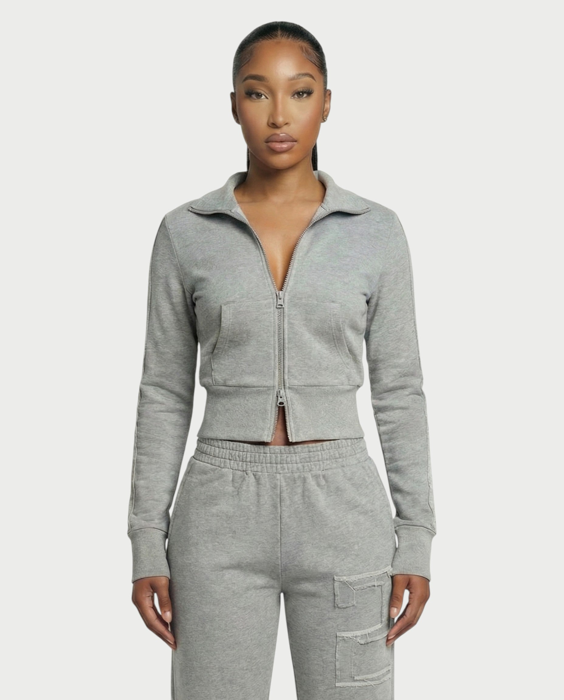 GIVANA Cropped Zip Jumper & Straight-Leg Pants Set