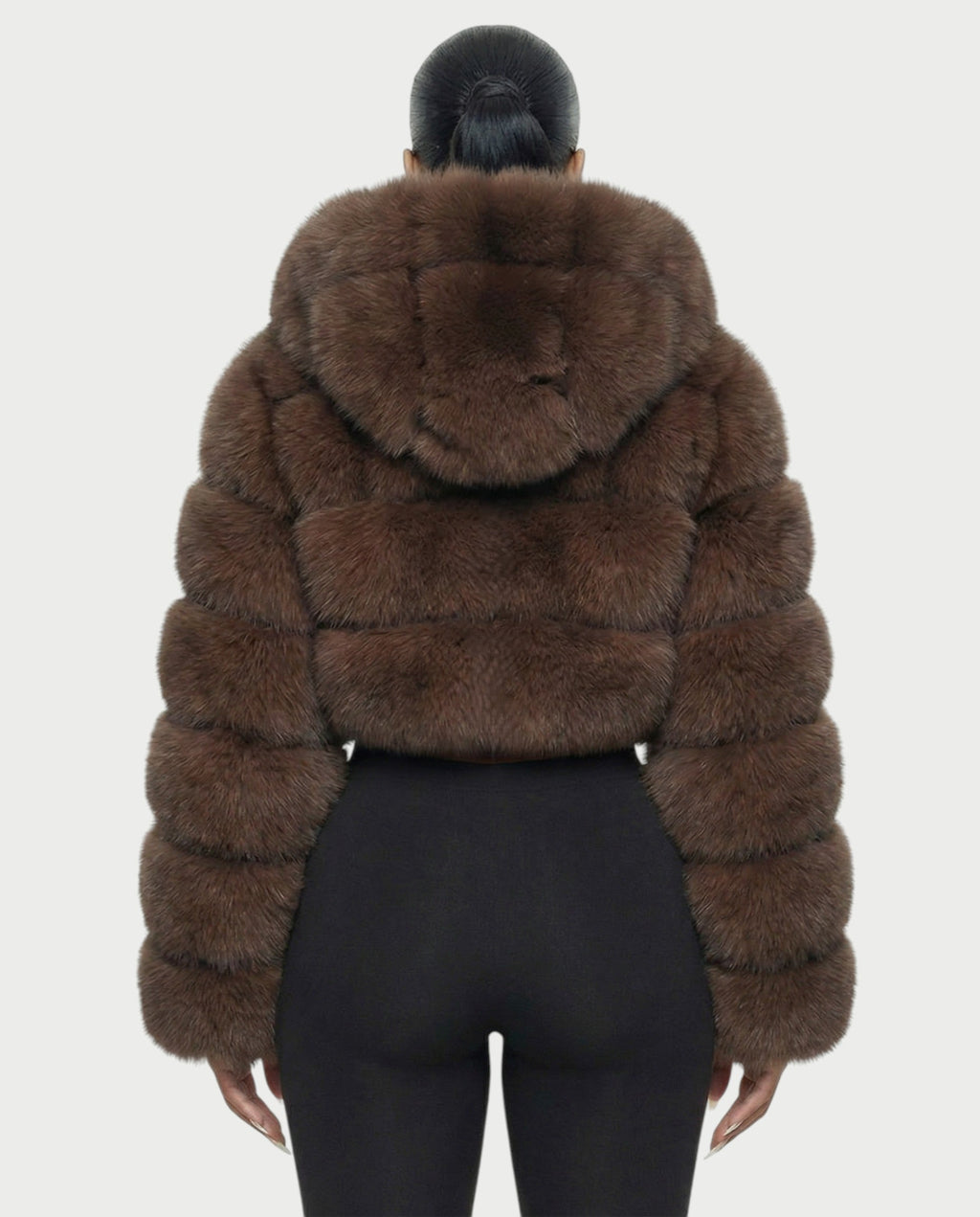 LIOREN Cropped Hooded Faux-Fur Puffer Jacket