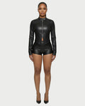 ZIVARA Zip-Up Top & High-Waist Shorts Set