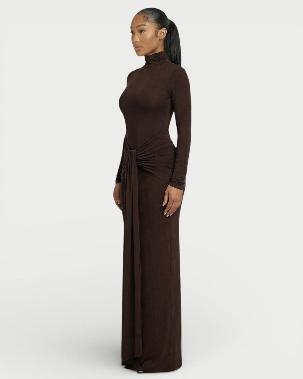 SERAYA Turtleneck Long-Sleeve Maxi Dress