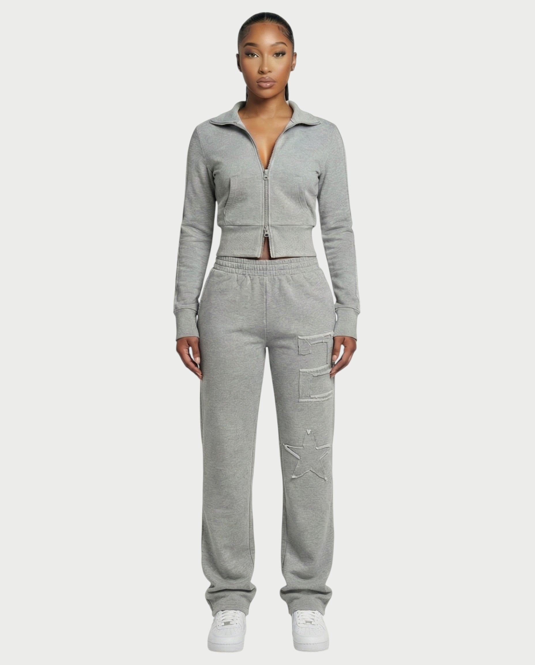 GIVANA Cropped Zip Jumper & Straight-Leg Pants Set