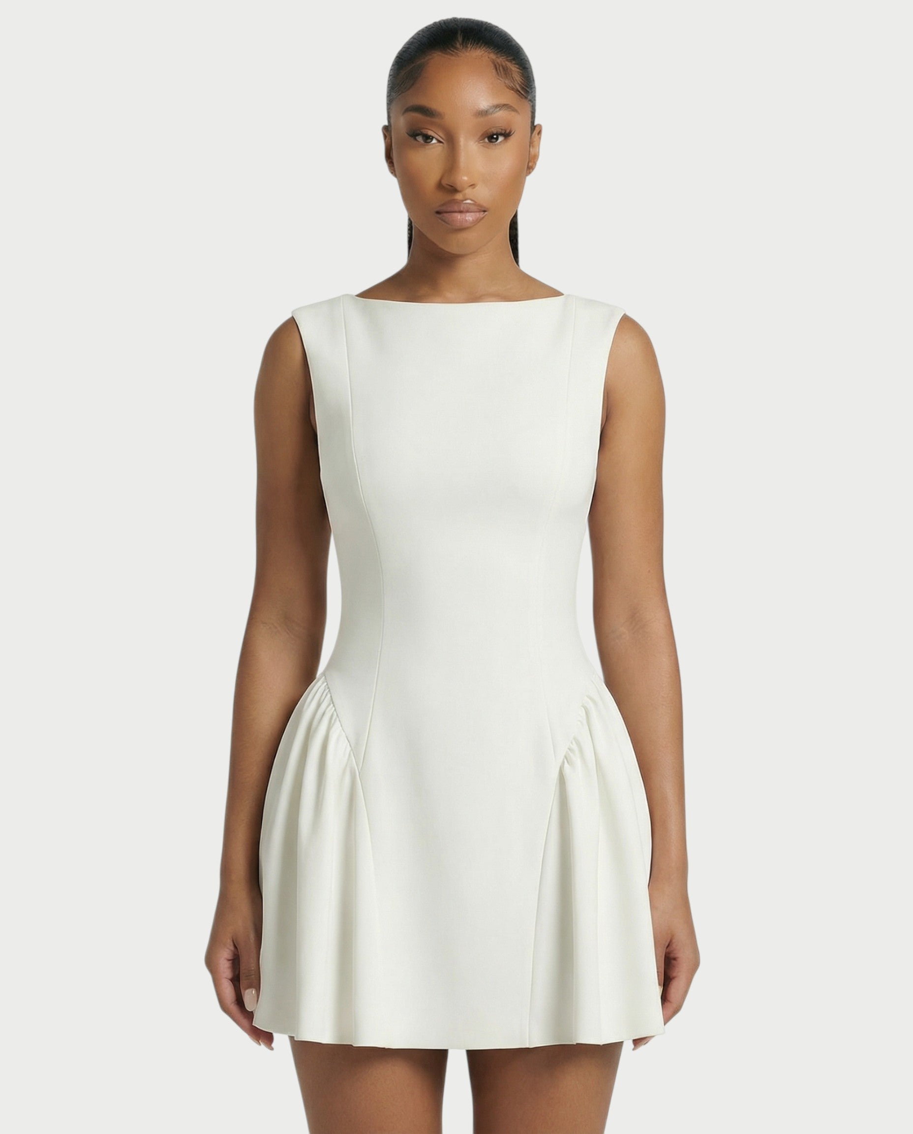 AERYN Open-Back Pleated Mini Dress