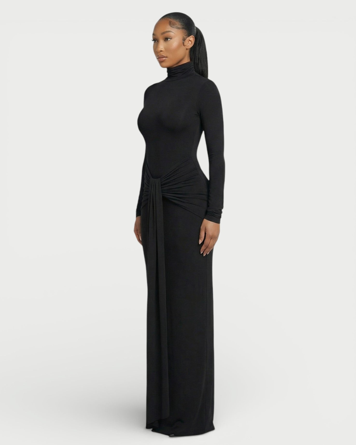 SERAYA Turtleneck Long-Sleeve Maxi Dress