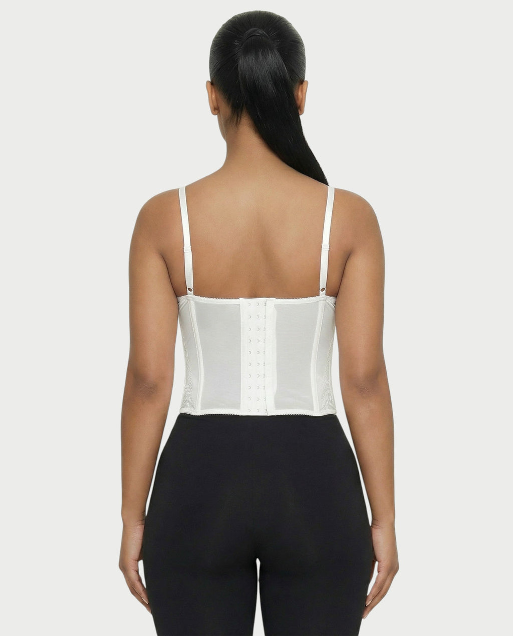 SELARA Sheer Lace Trim Boned Corset Top
