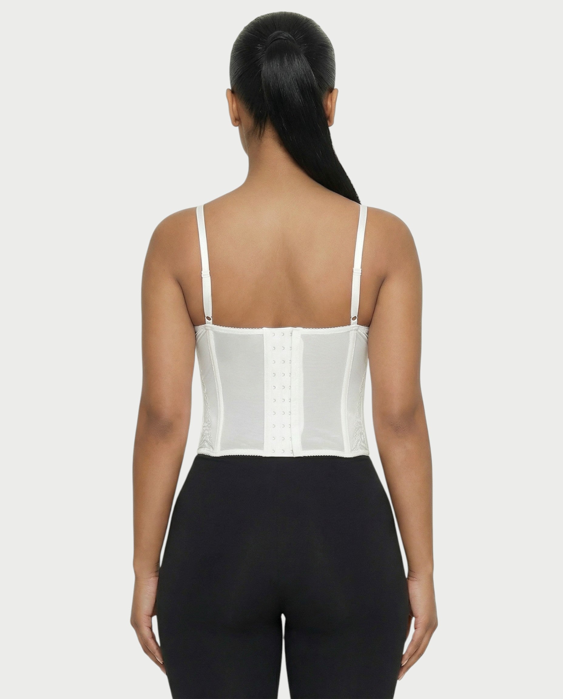 SELARA Sheer Lace Trim Boned Corset Top