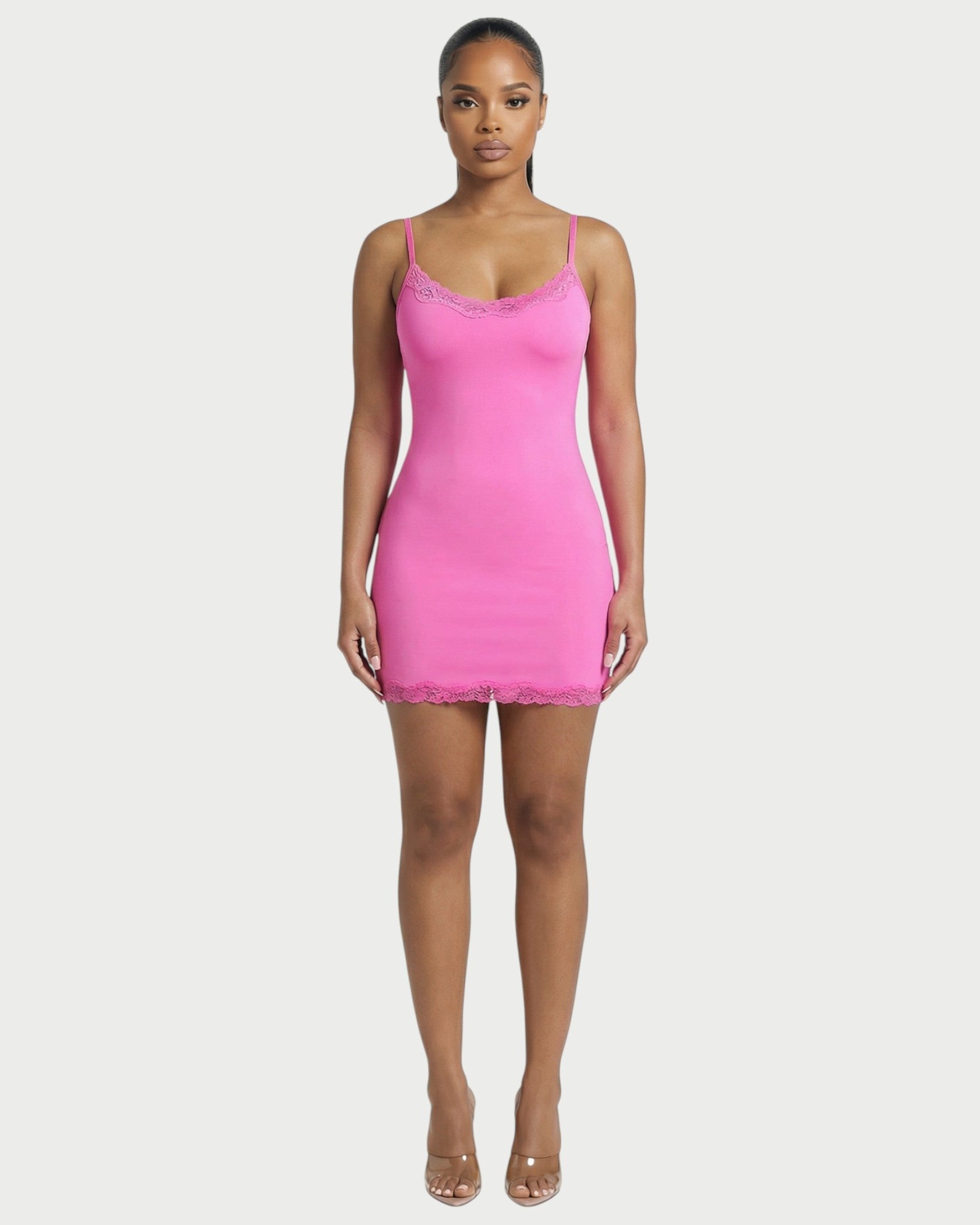 MEVAYA Lace-Trim Cami Bodycon Mini Dress