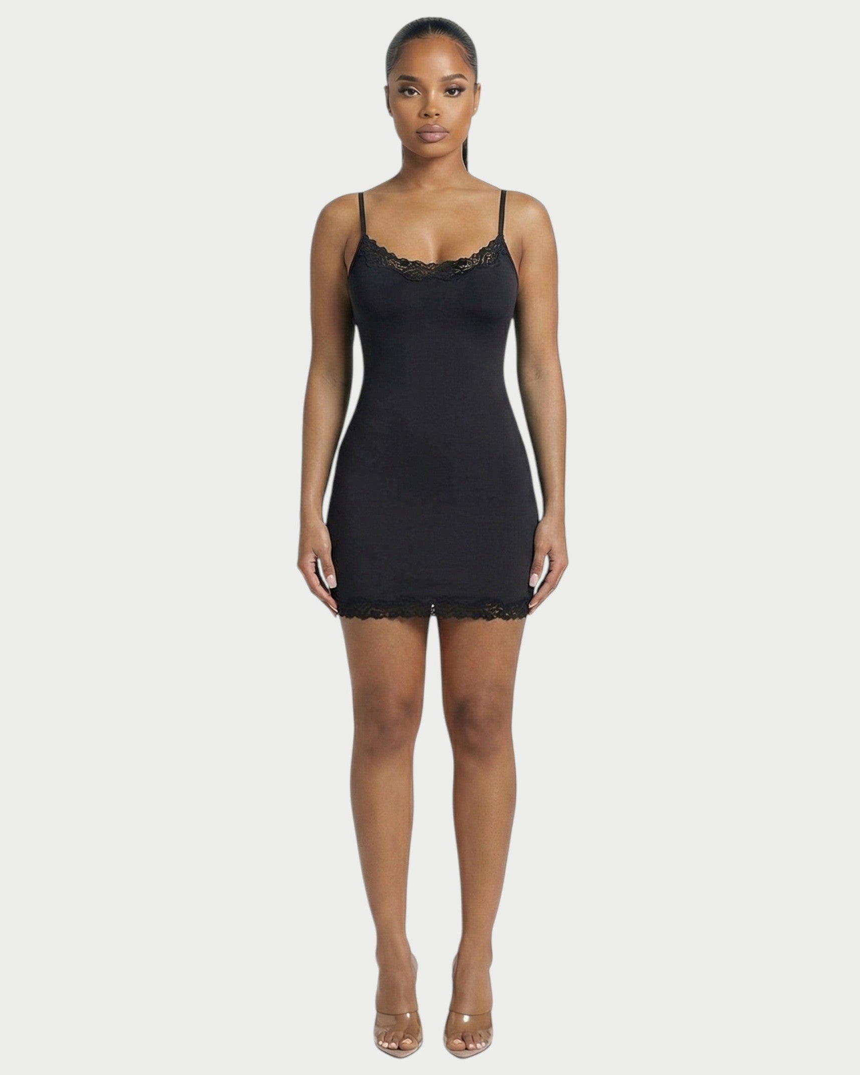 MEVAYA Lace-Trim Cami Bodycon Mini Dress