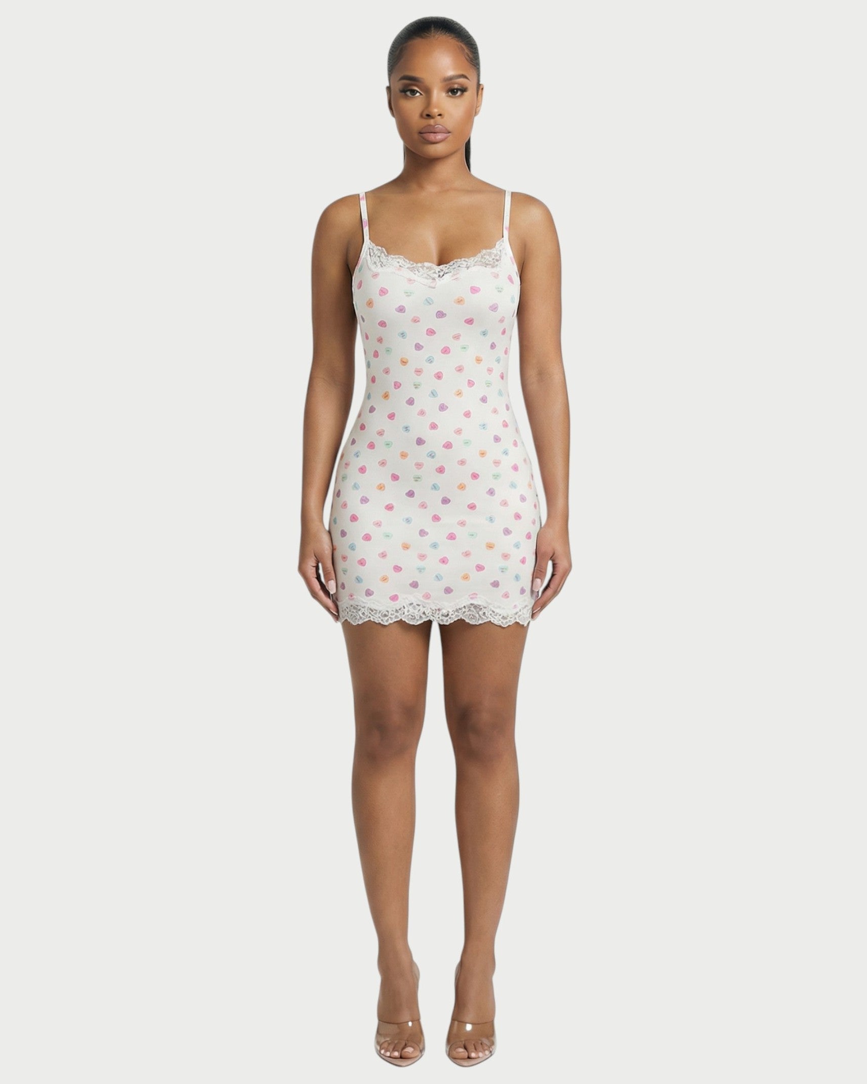 MEVAYA Lace-Trim Cami Bodycon Mini Dress