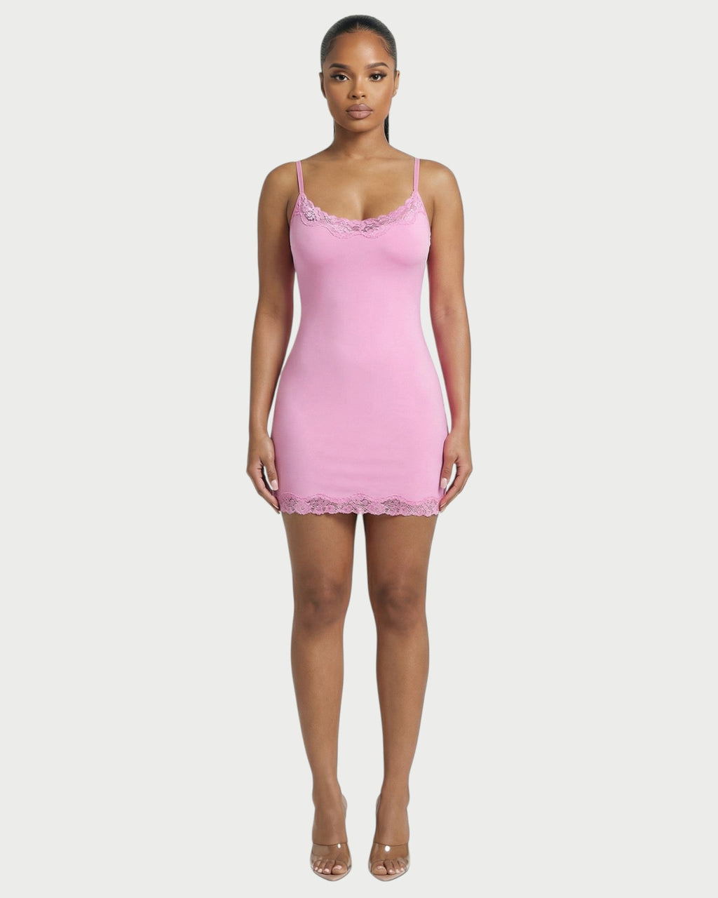 MEVAYA Lace-Trim Cami Bodycon Mini Dress