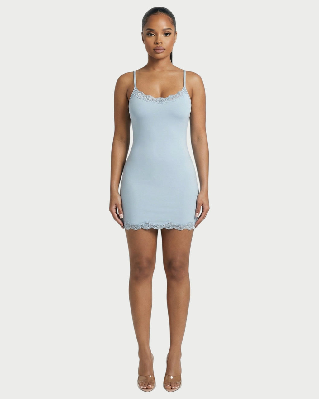 MEVAYA Lace-Trim Cami Bodycon Mini Dress