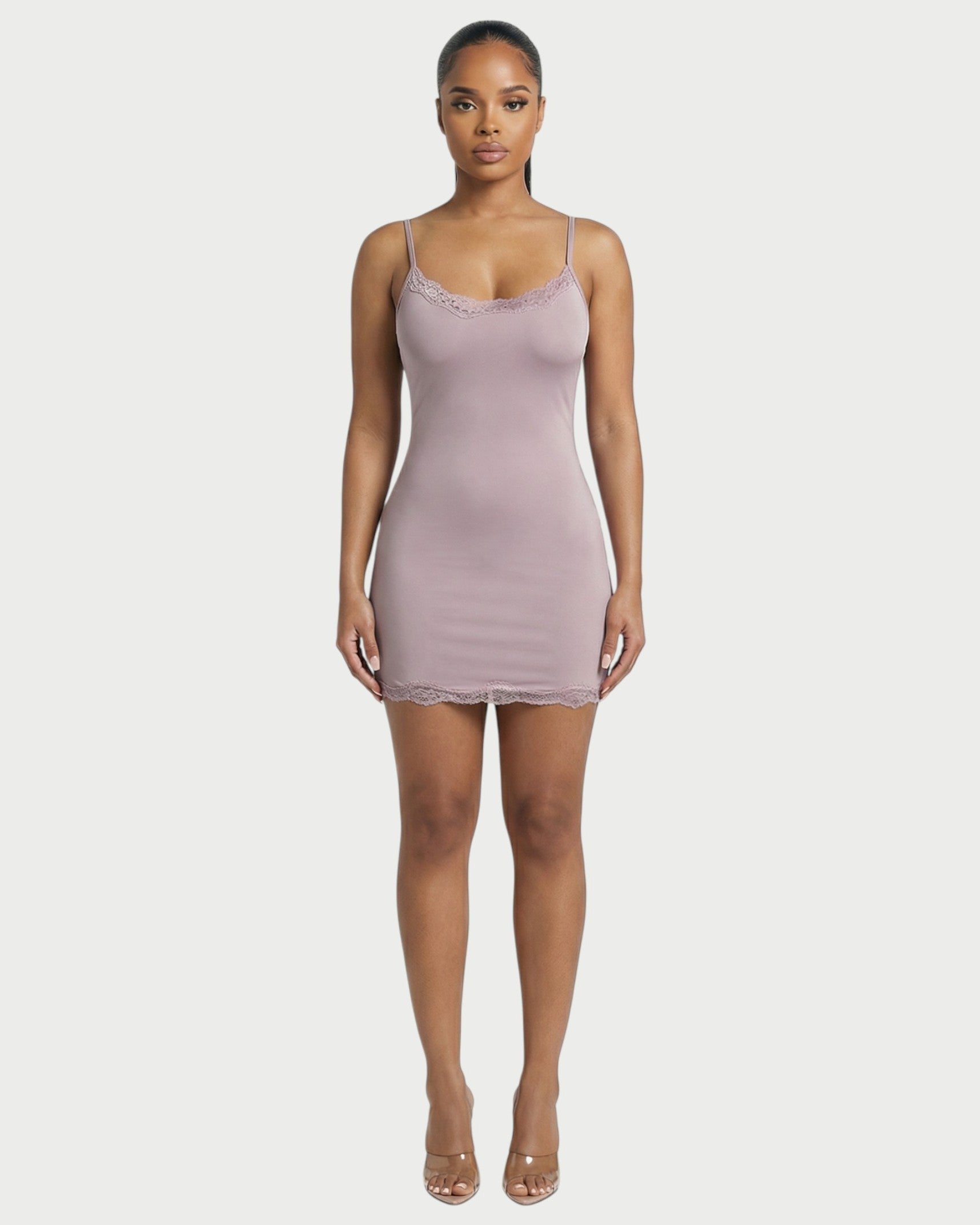 MEVAYA Lace-Trim Cami Bodycon Mini Dress