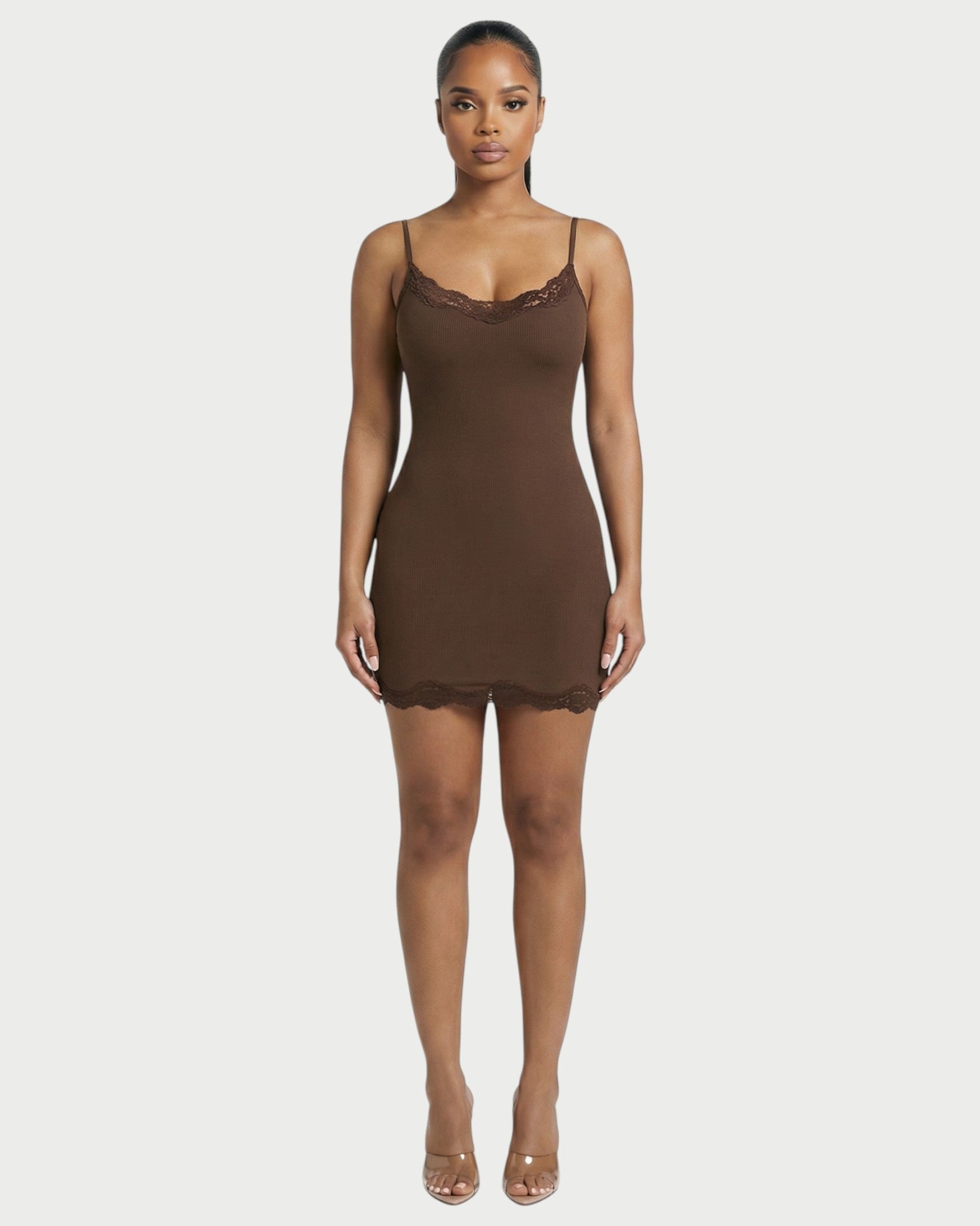 MEVAYA Lace-Trim Cami Bodycon Mini Dress