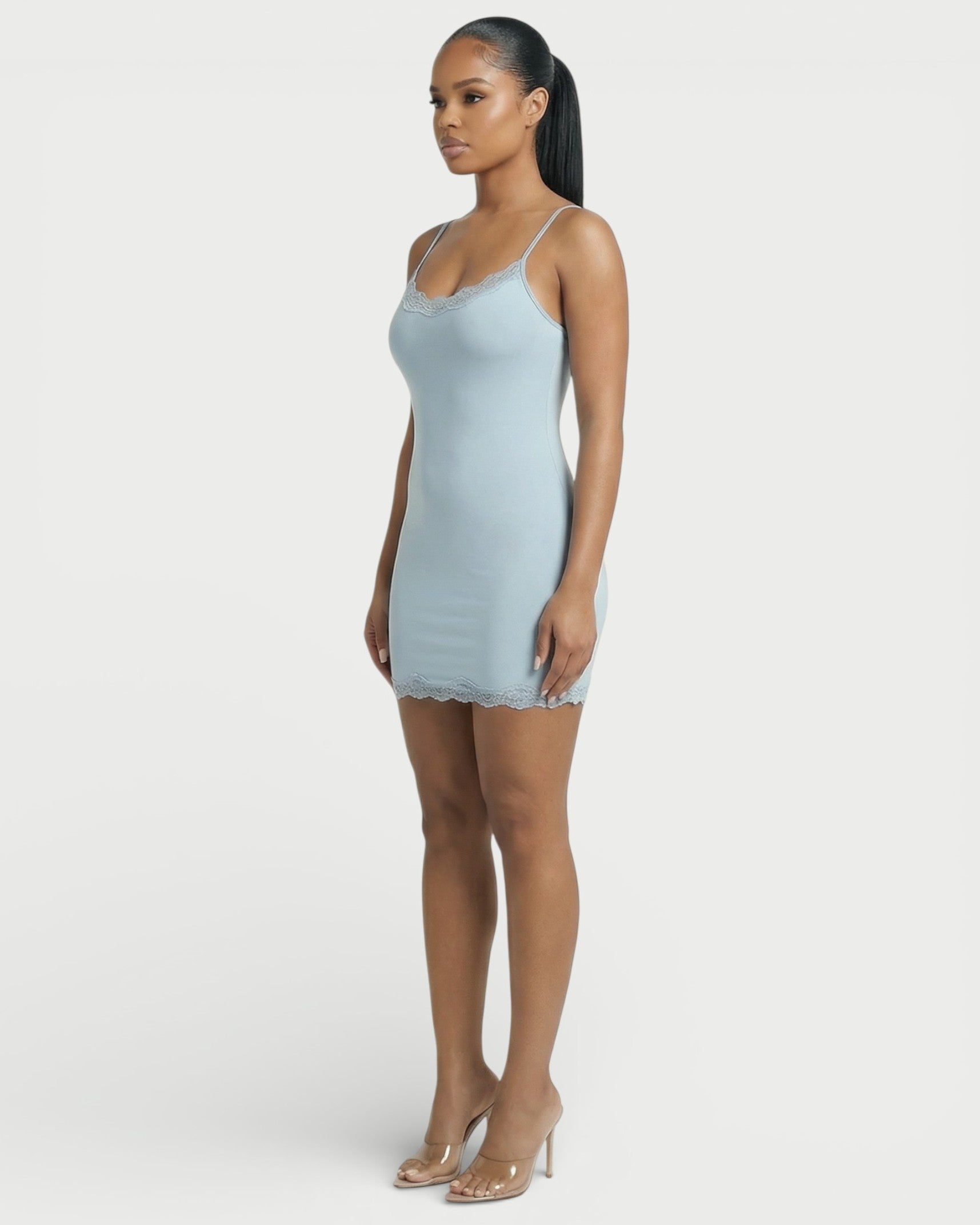 MEVAYA Lace-Trim Cami Bodycon Mini Dress