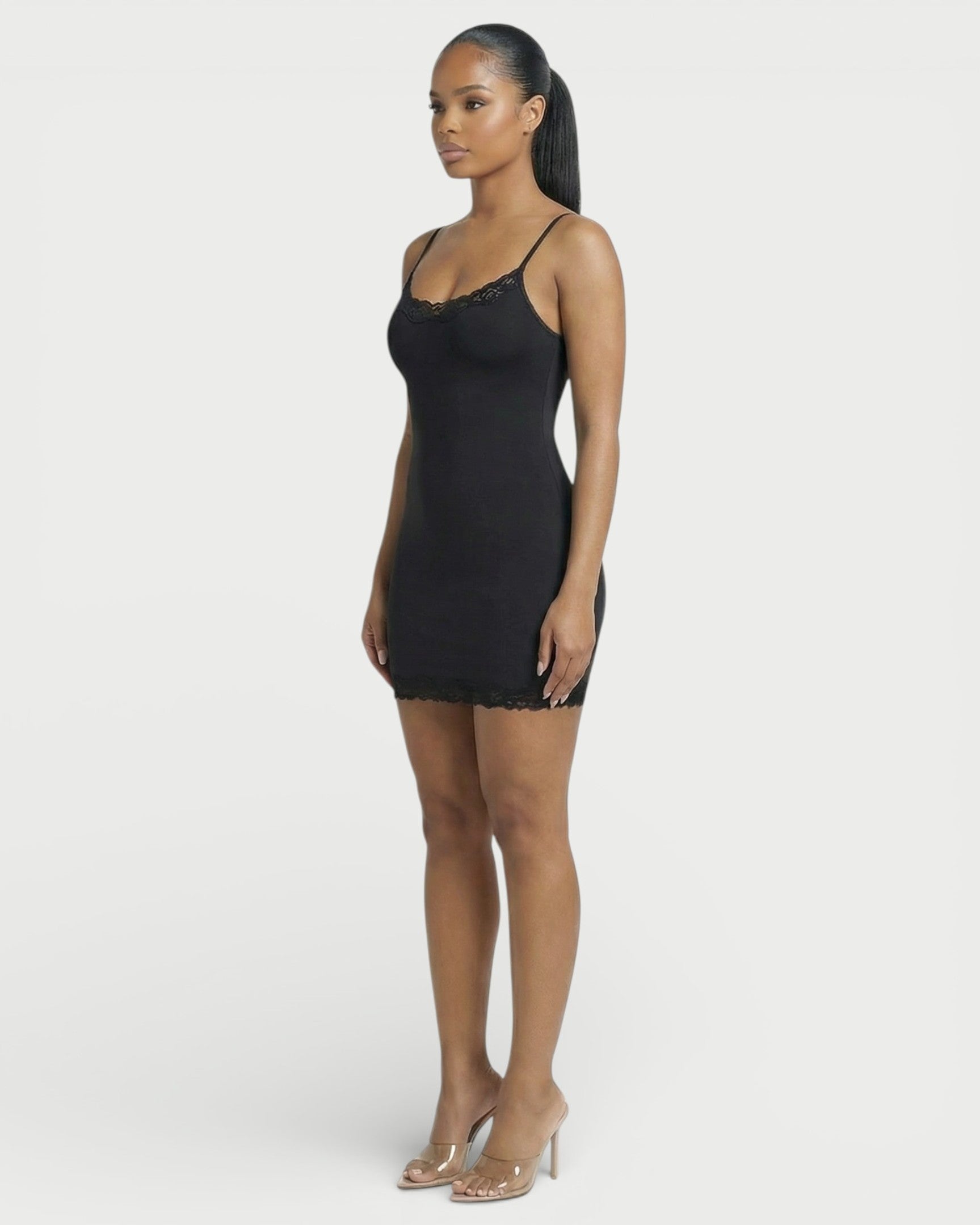 MEVAYA Lace-Trim Cami Bodycon Mini Dress