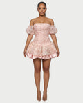 AVARINE Strapless Floral Lace Mini Dress