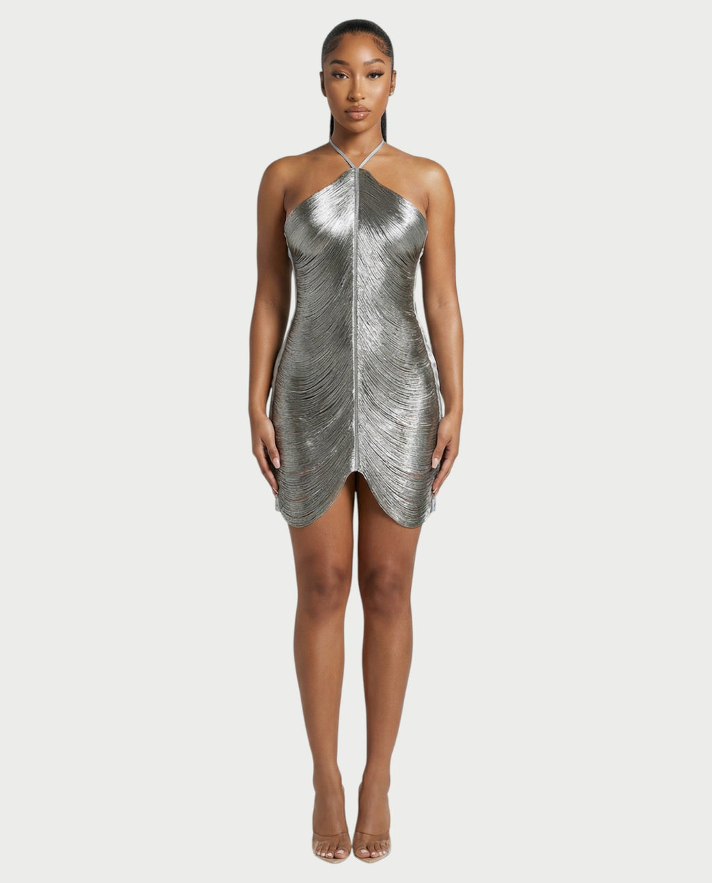 TRIZIA Halterneck Fringe Bodycon Mini Dress