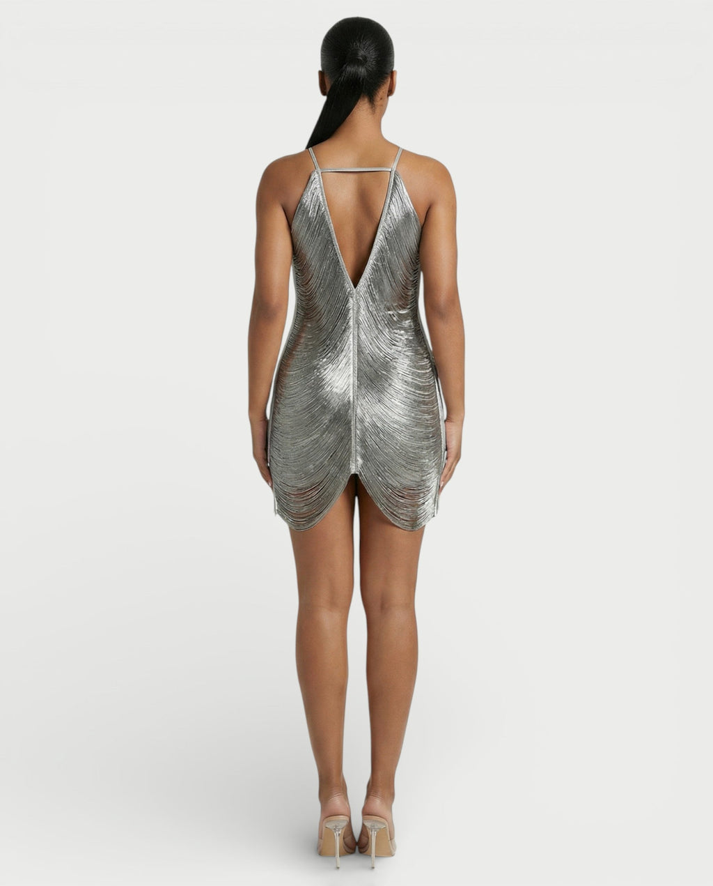 TRIZIA Halterneck Fringe Bodycon Mini Dress