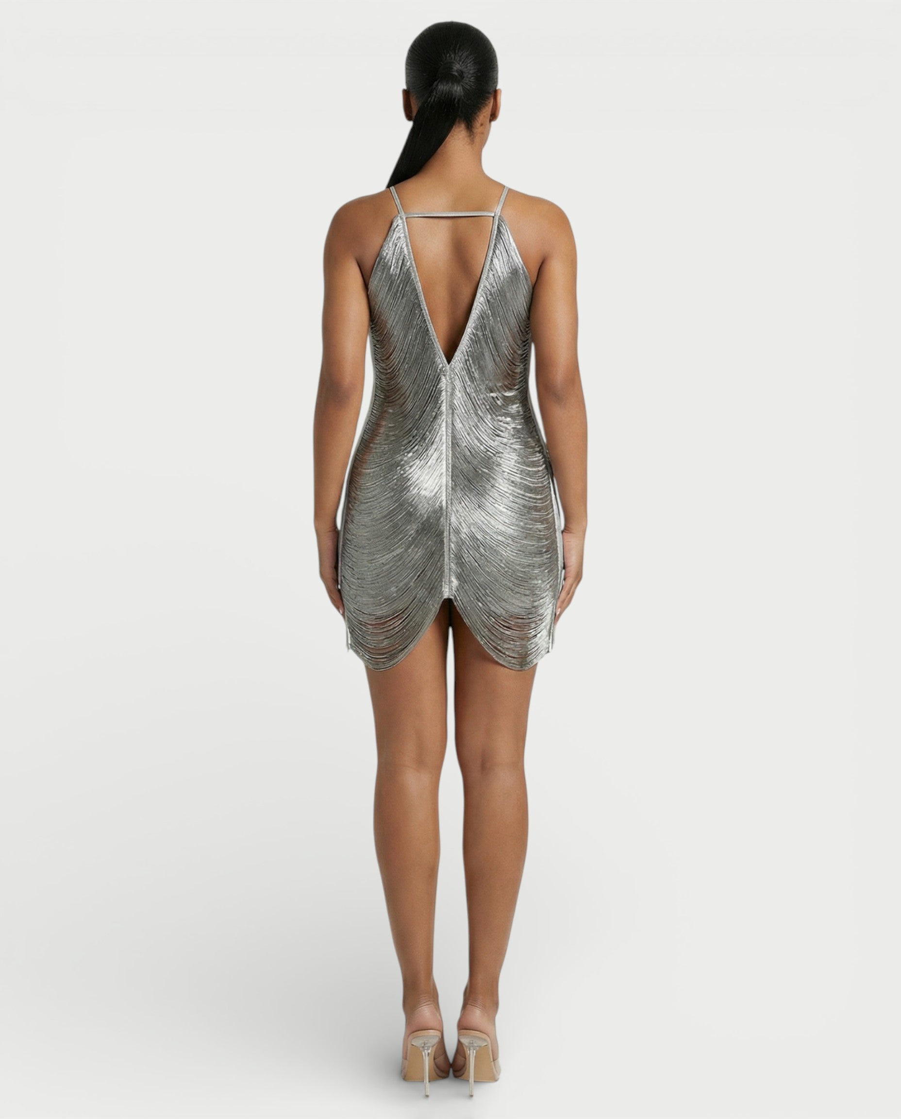 TRIZIA Halterneck Fringe Bodycon Mini Dress