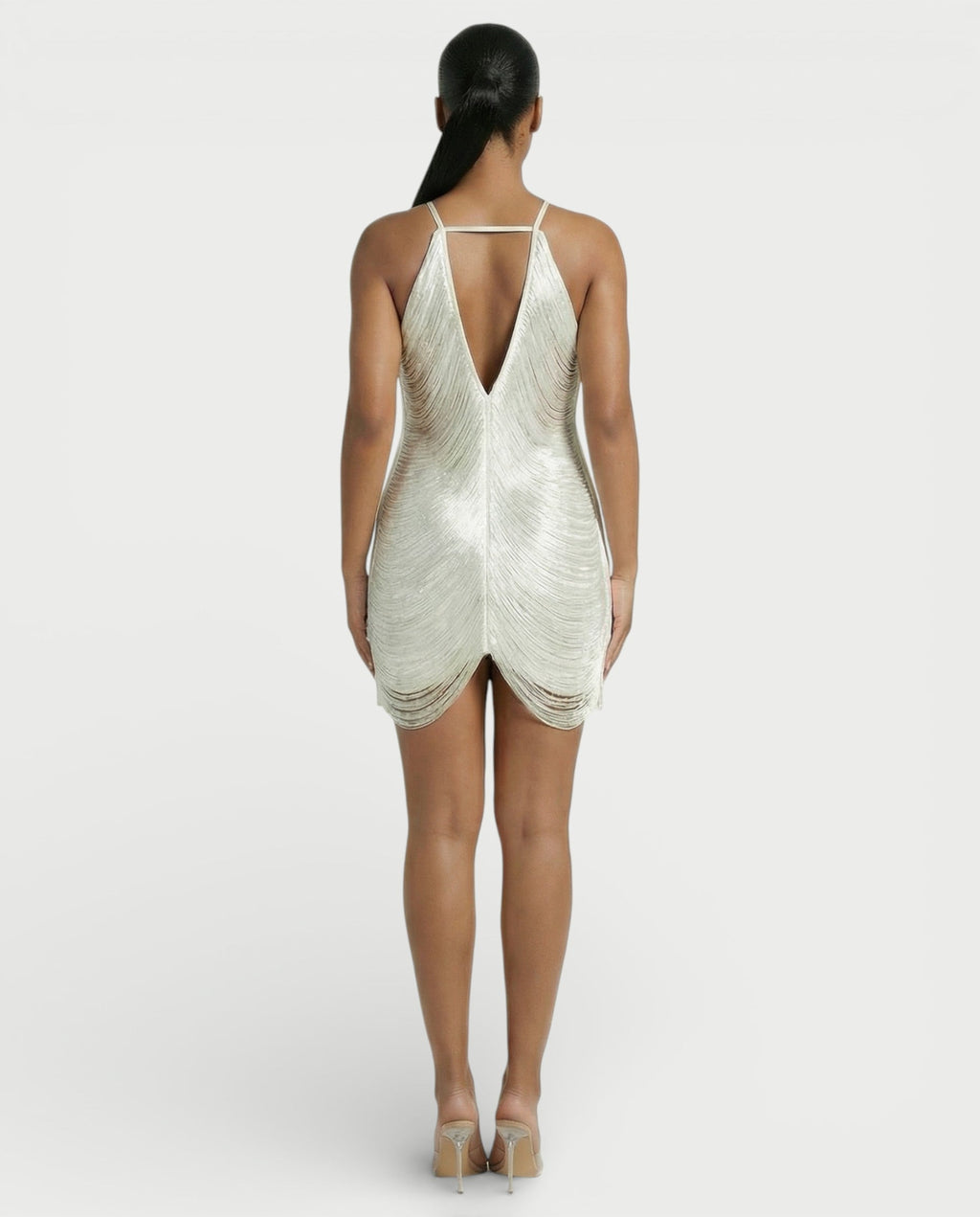 TRIZIA Halterneck Fringe Bodycon Mini Dress