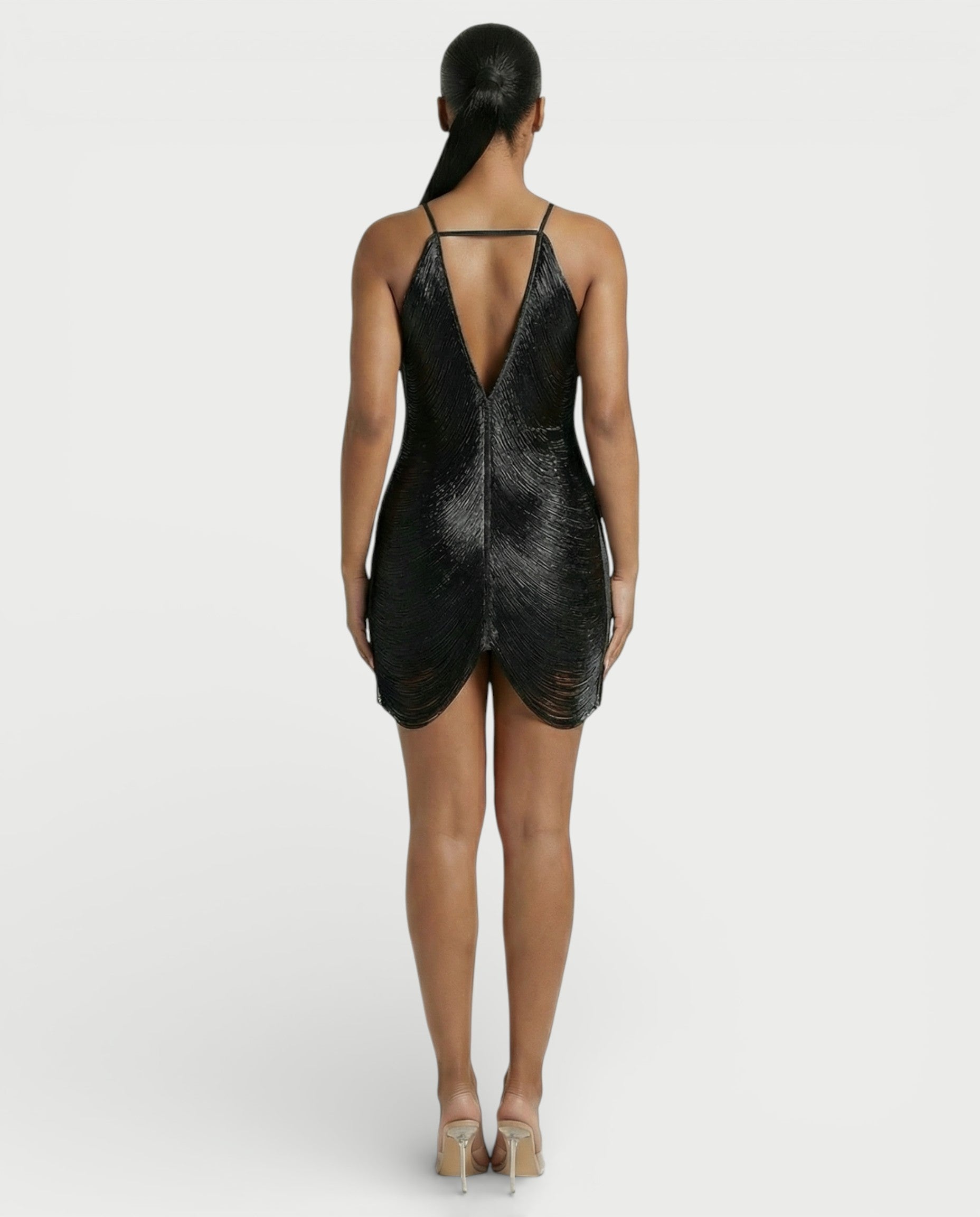 TRIZIA Halterneck Fringe Bodycon Mini Dress