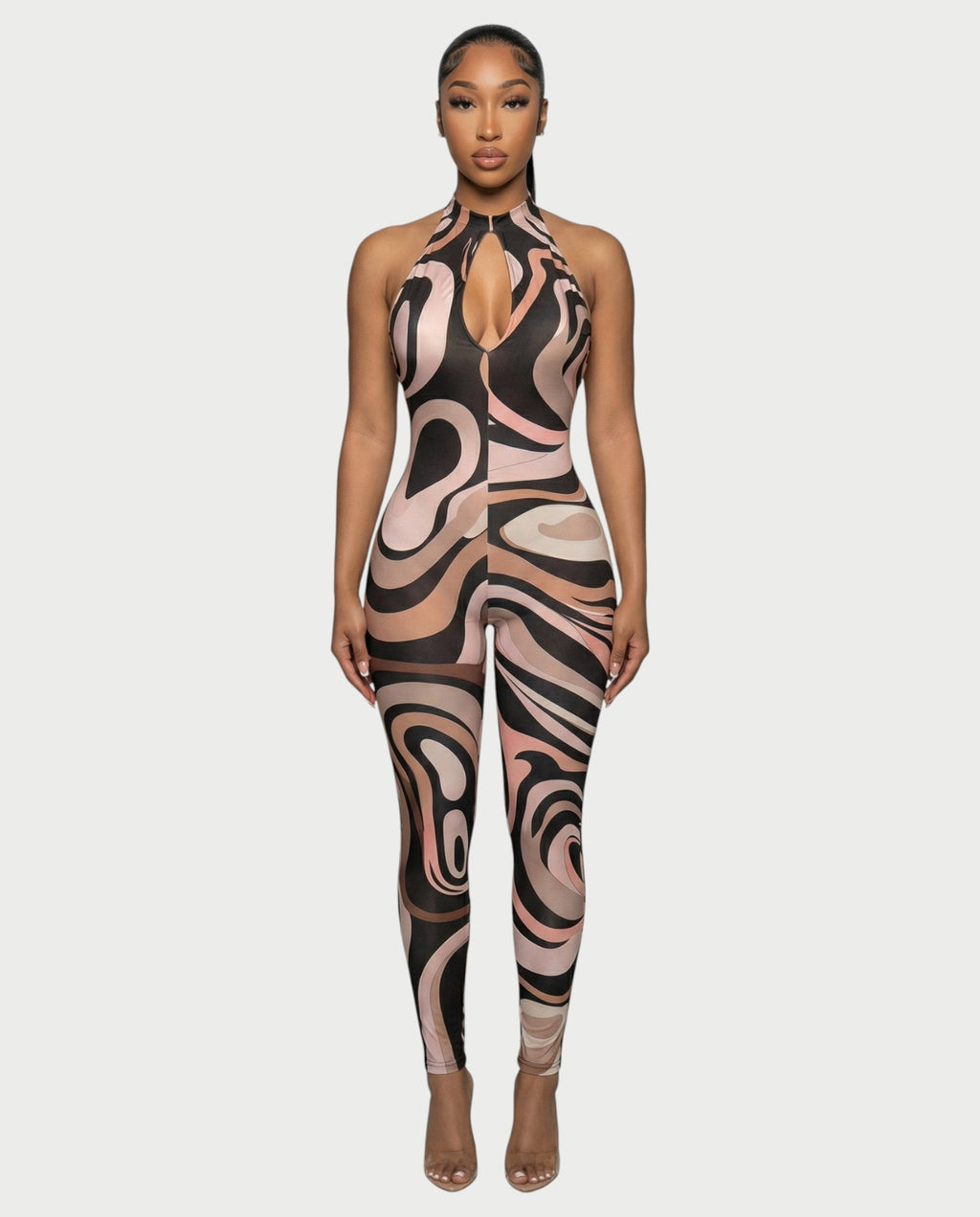 DEXIE Abstract Swirl Print Jumpsuit