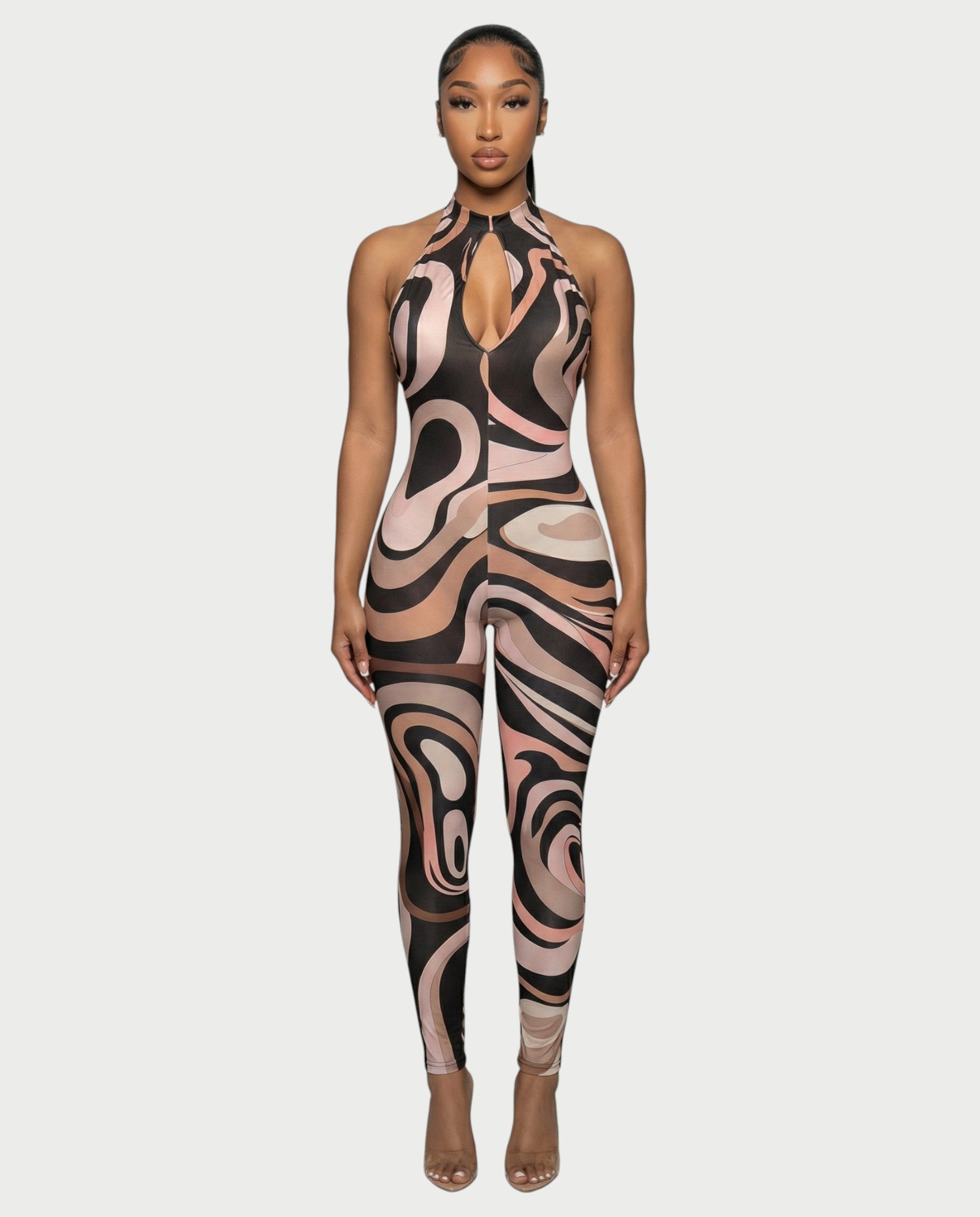 DEXIE Abstract Swirl Print Jumpsuit